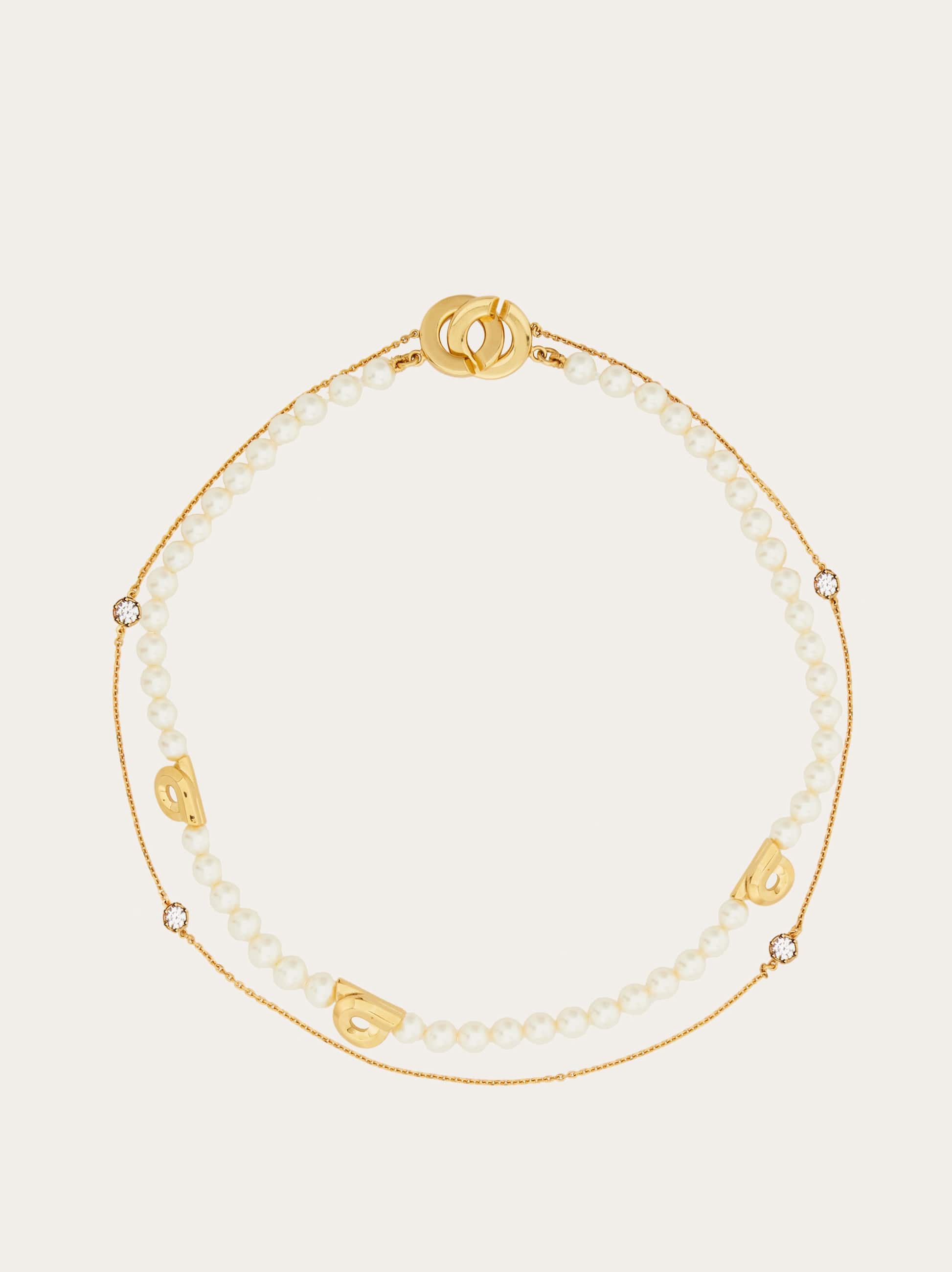 Ferragamo Donna Collana doppio filo con perle Oro