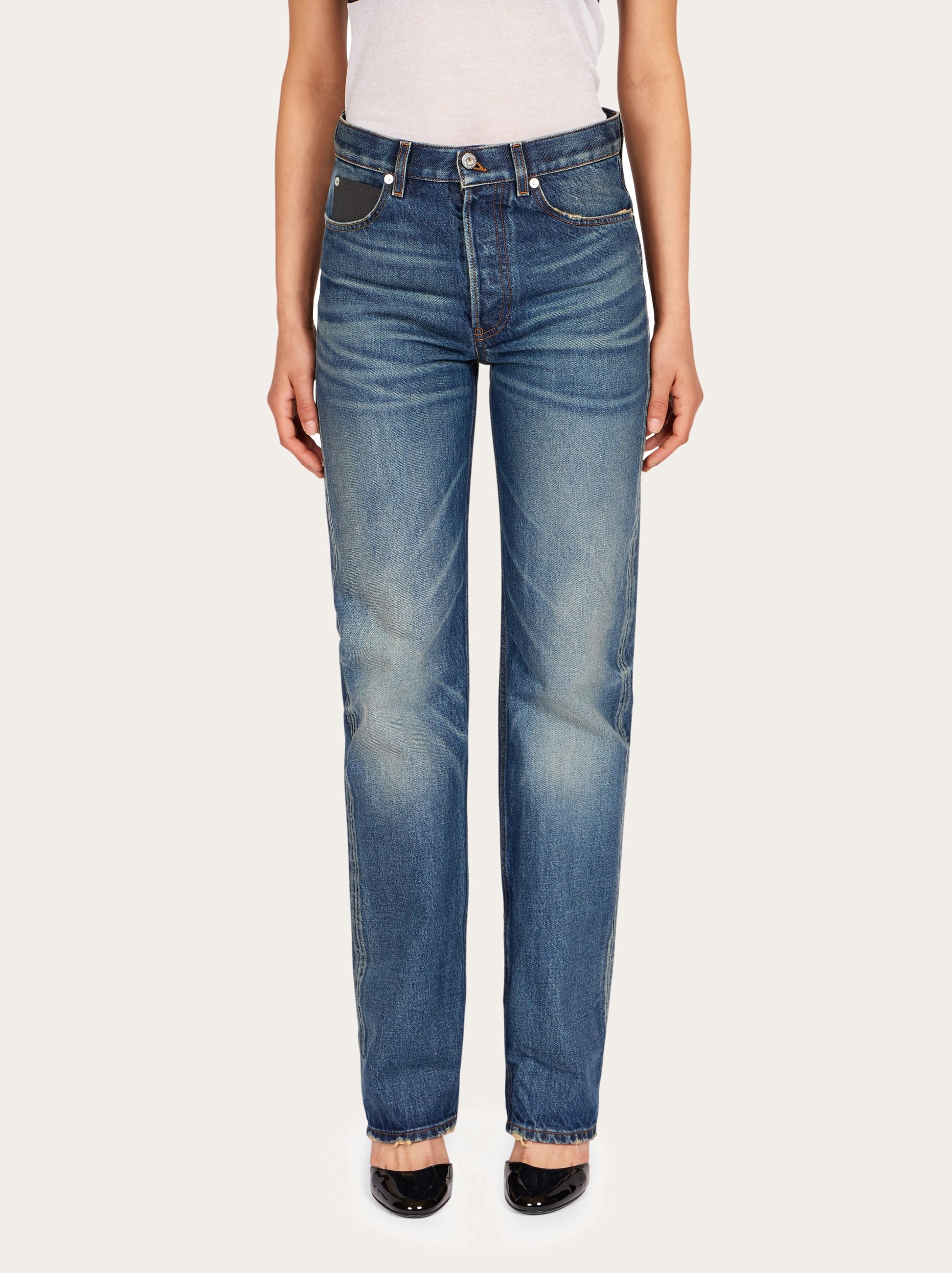  Ferragamo Women Five Pocket Denim Blue 