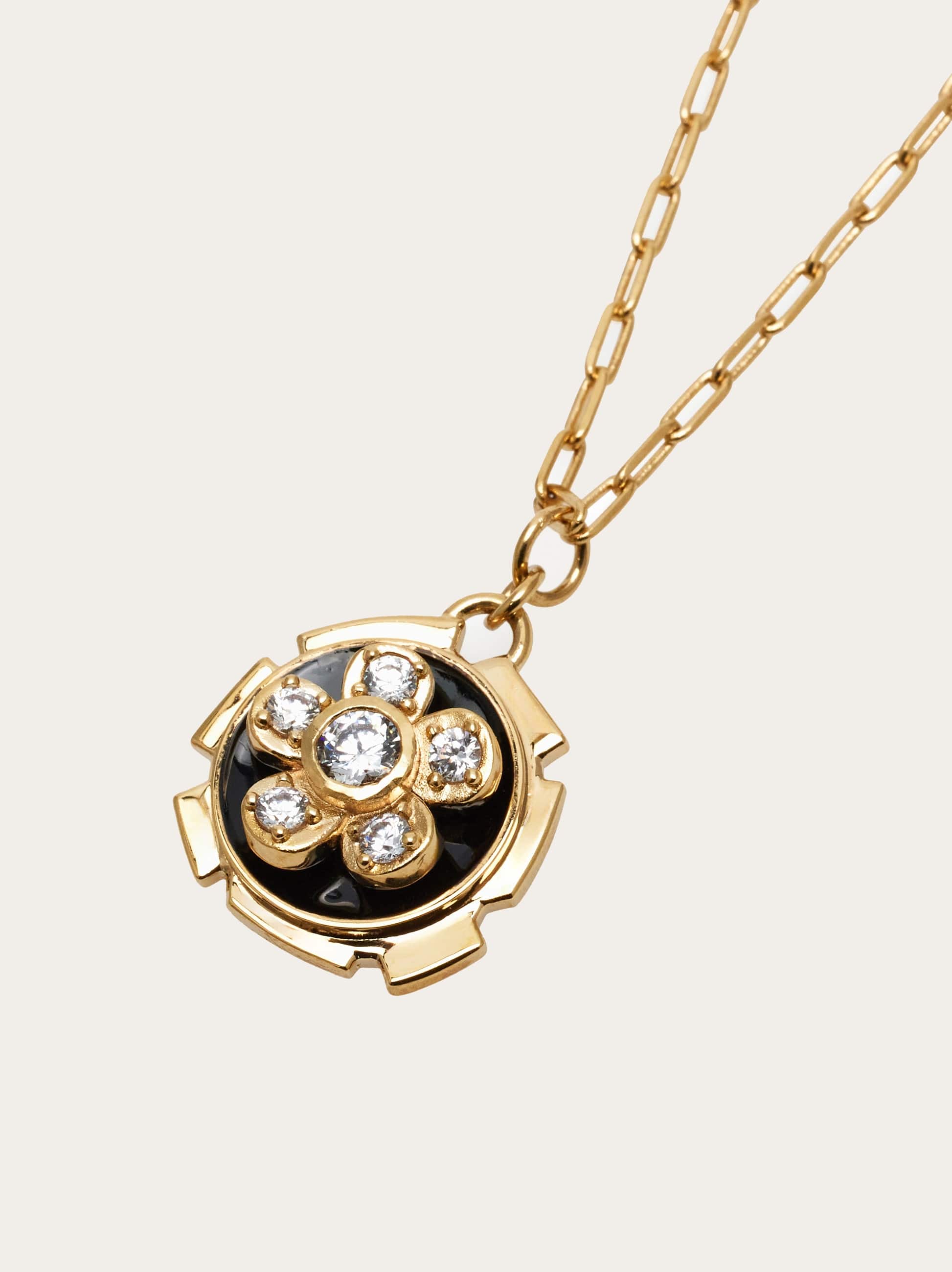  Ferragamo Damen Halskette Mit Blumen-anhänger Gold 