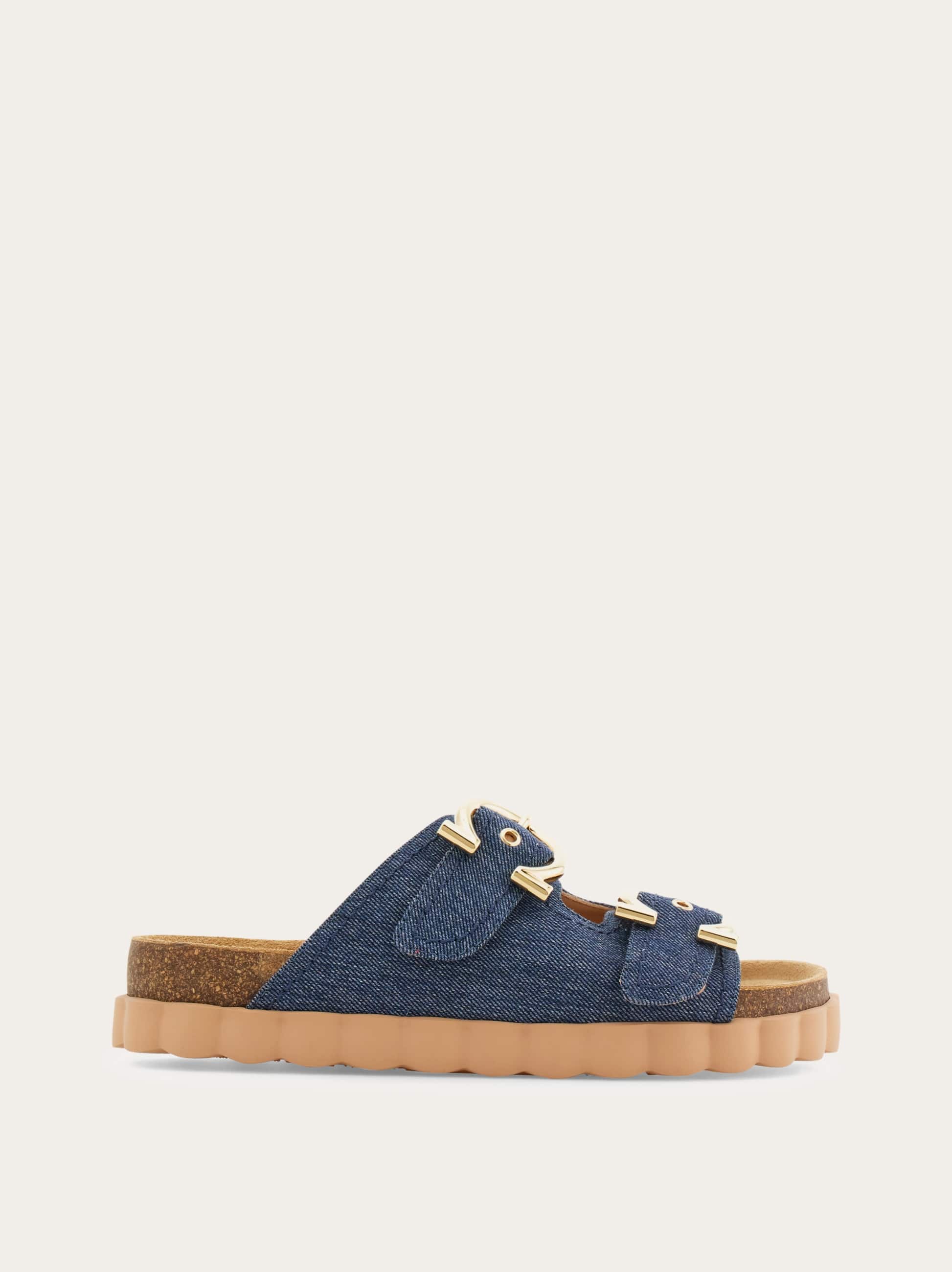 Ferragamo Donna Sandalo sportivo Gancini Blu Taglia 35.5