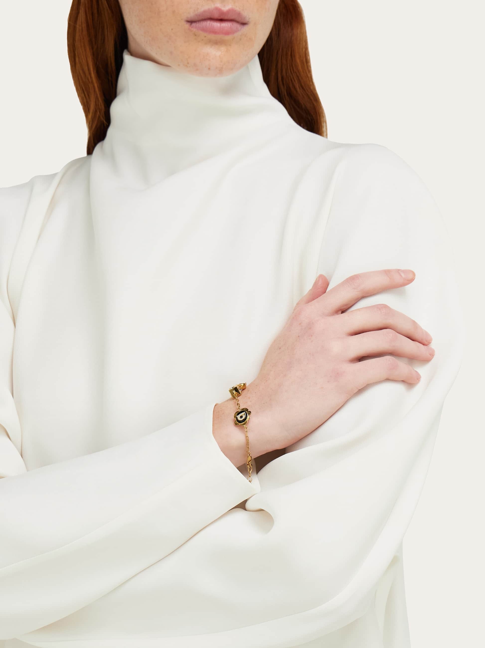  Ferragamo Damen Armband Mit Gancini-anhängern Gold 