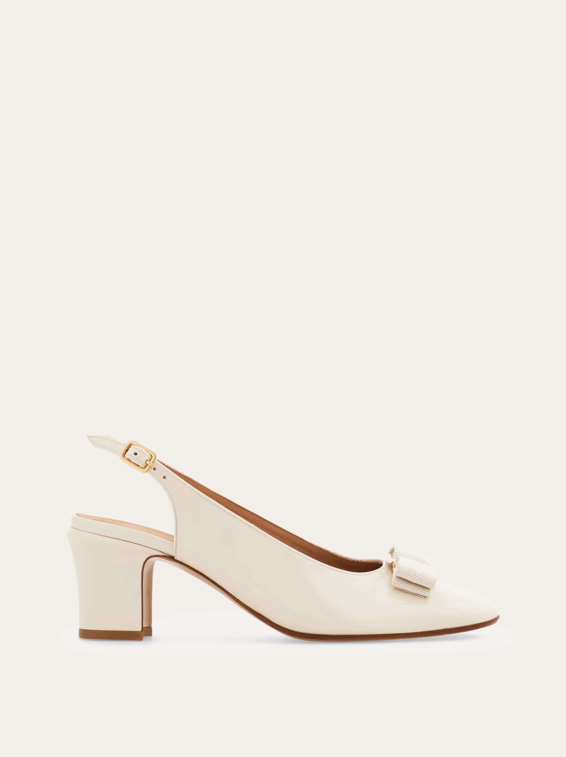 Ferragamo Donna Slingback fiocco Vara Bianco Taglia 35.5