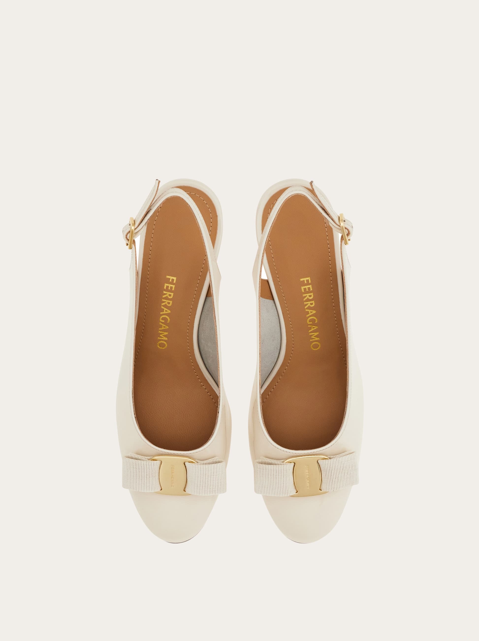  Ferragamo Damen Slingback Mit Vara-schleife Weiß Größe 35 