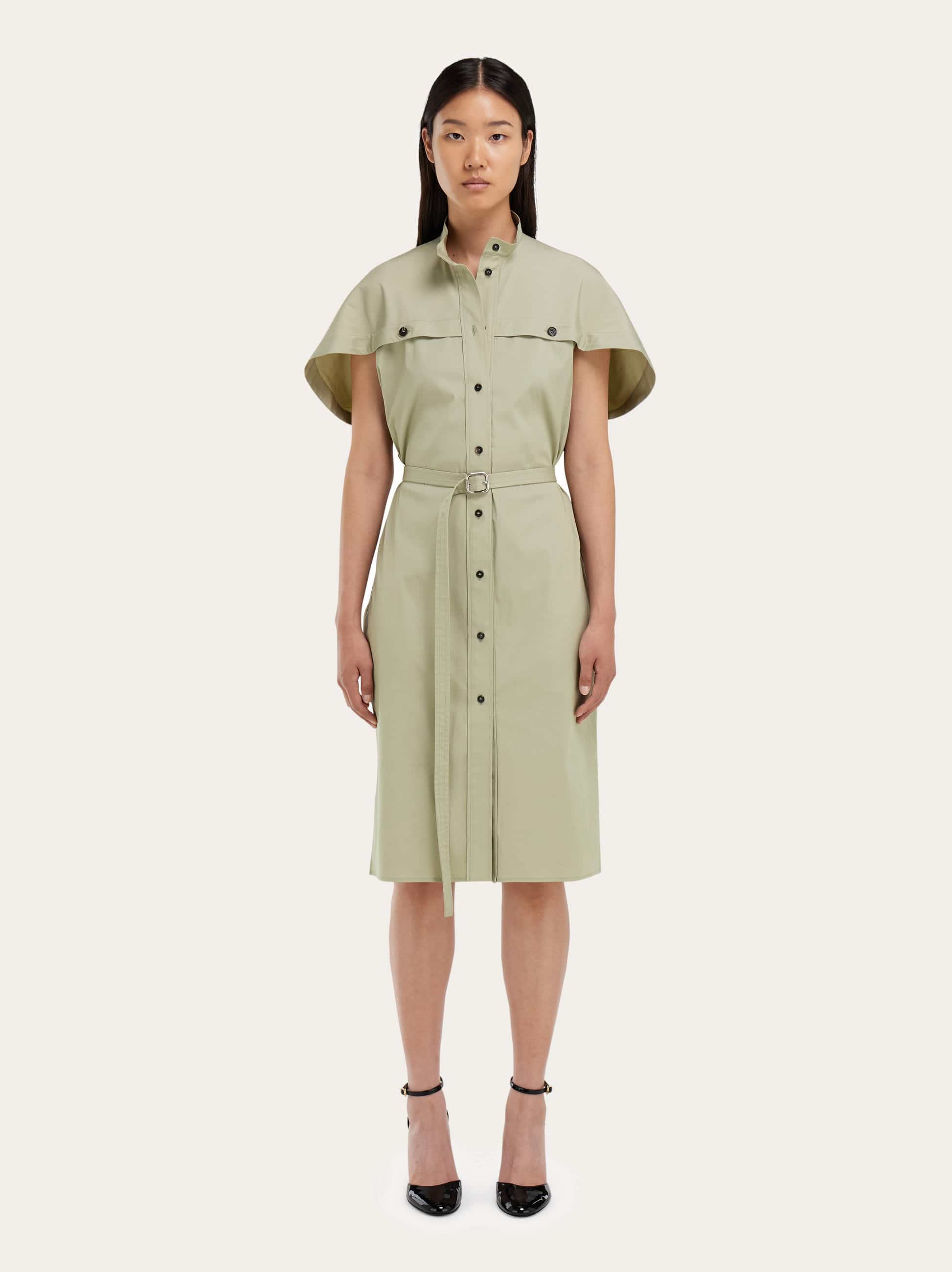  Ferragamo Damen Hemdkleid In Popeline Grün 