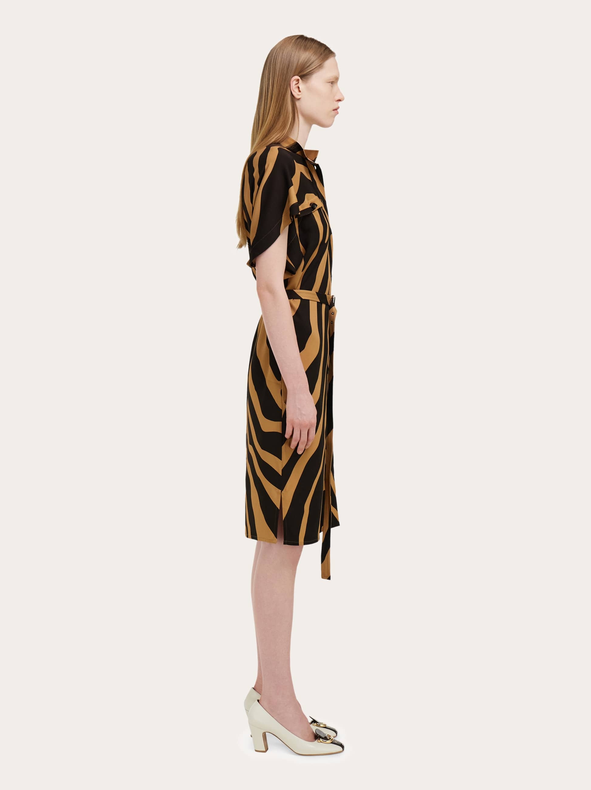  Ferragamo Damen Hemdkleid In Twill Braun 