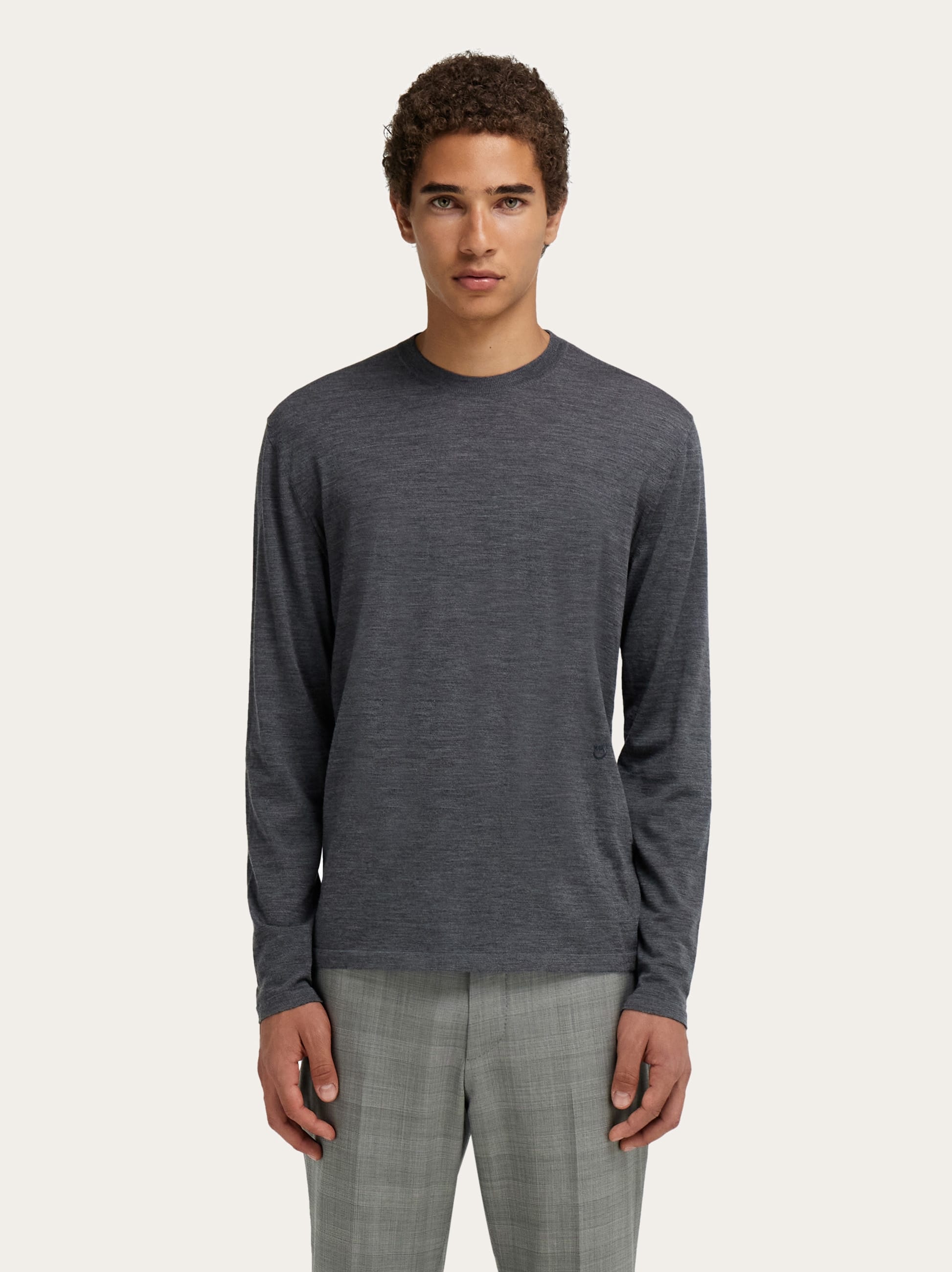  Ferragamo Herren Rundhalspulli Grau 