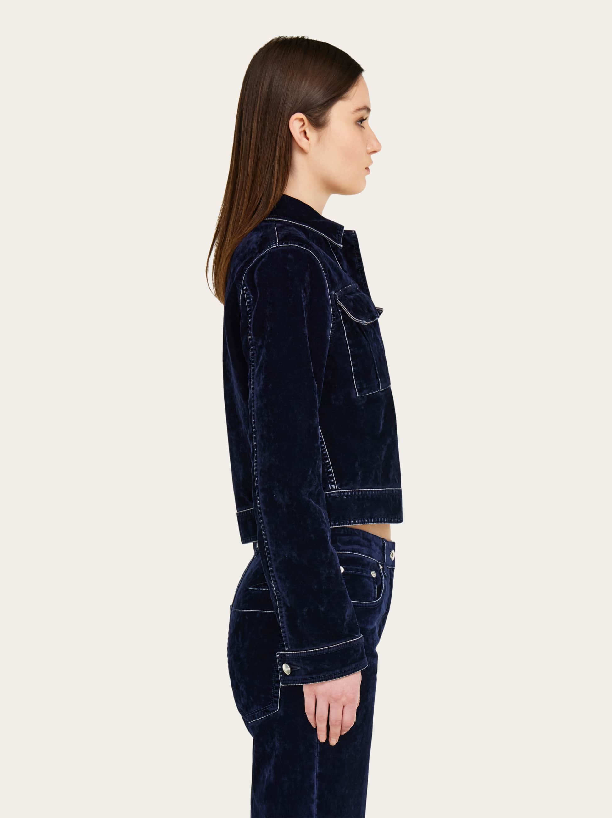  Ferragamo Women Boxy Jacket Blue 