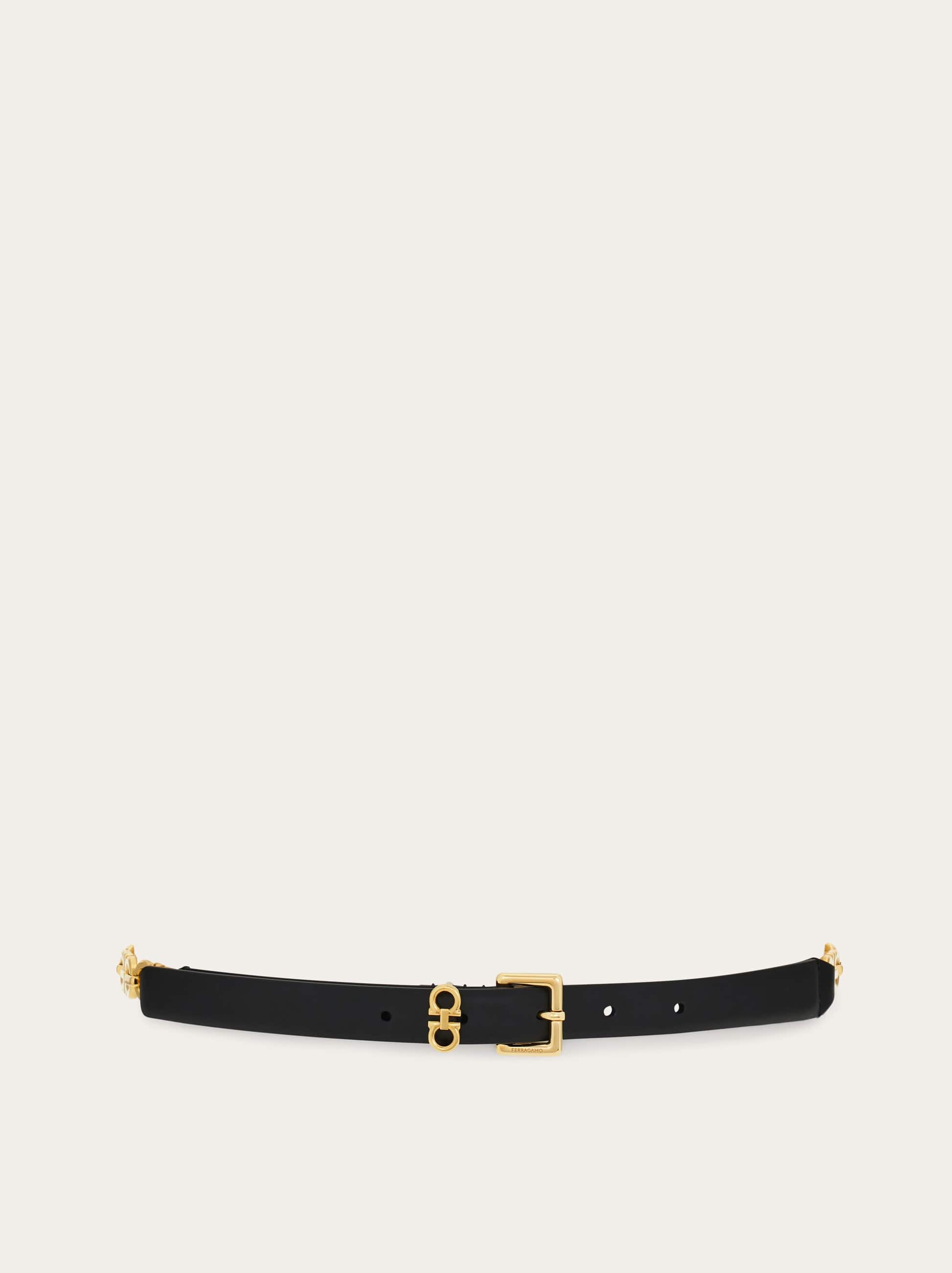 Ferragamo Gancini Belt With Chain In Gold