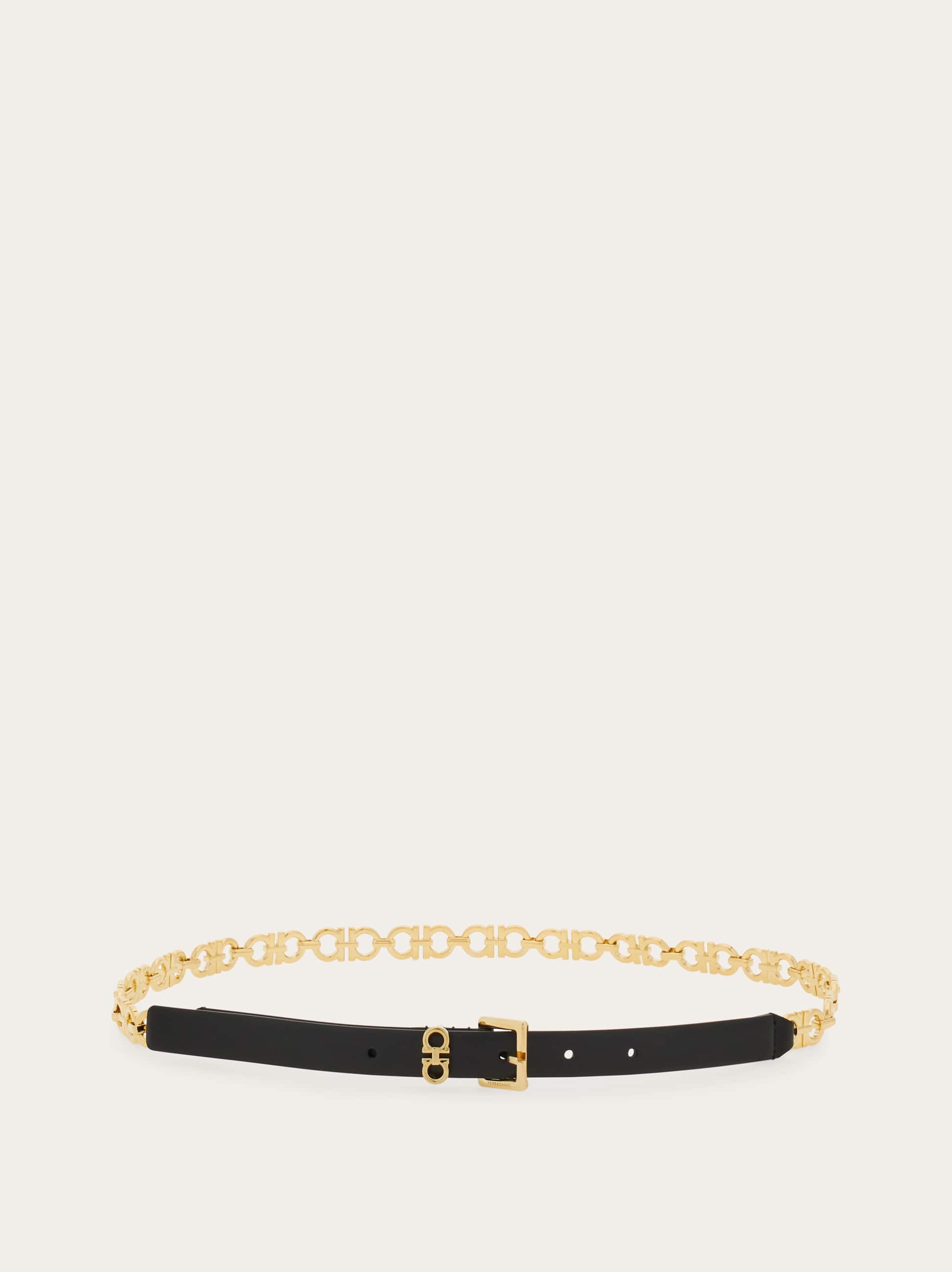  Ferragamo Damen Gancini Gürtel Mit Kette Schwarz 