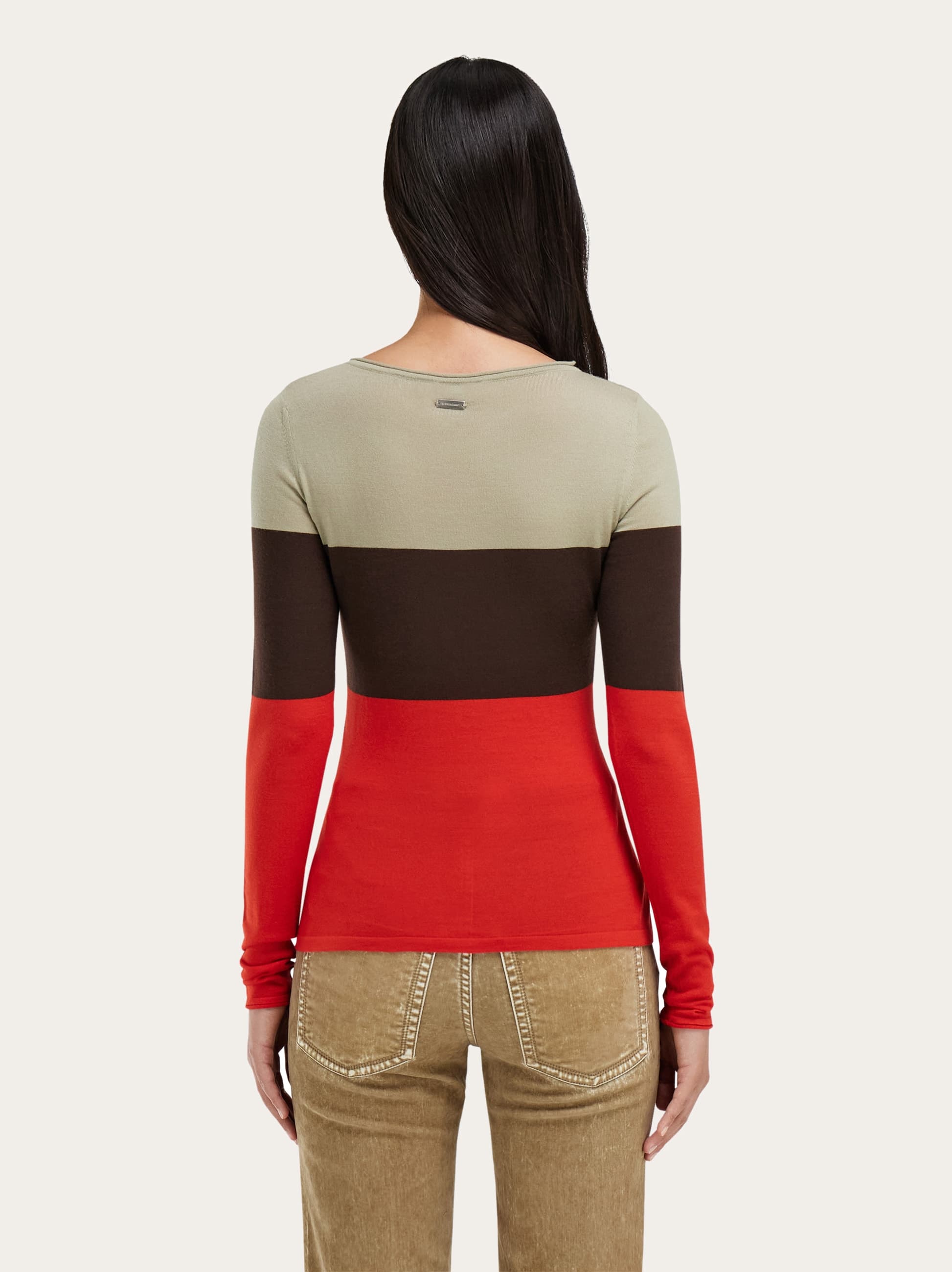  Ferragamo Women Color Block Top Red 
