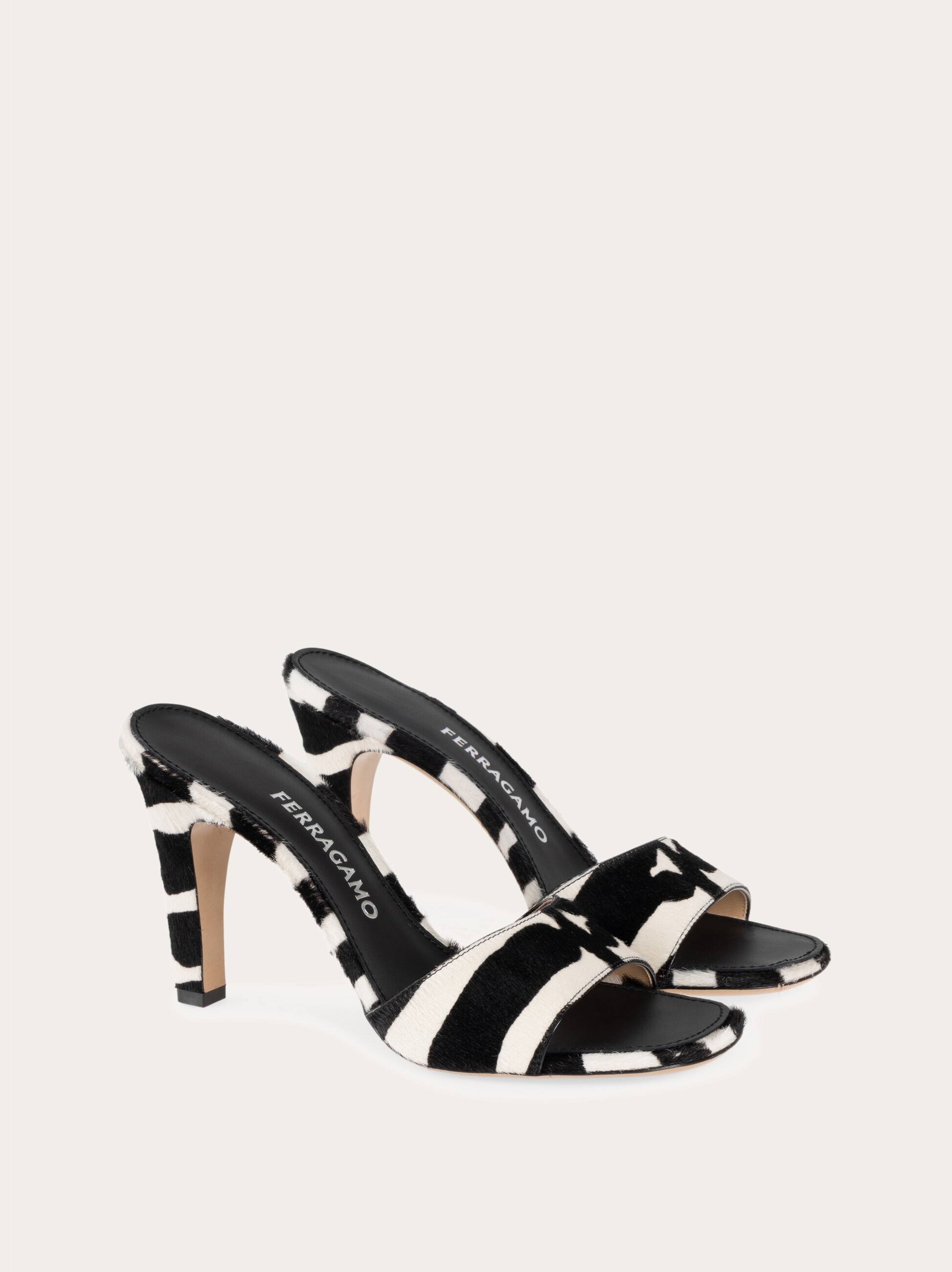 Ferragamo Tatiana Zebra Print High-heeled Sandals In Black