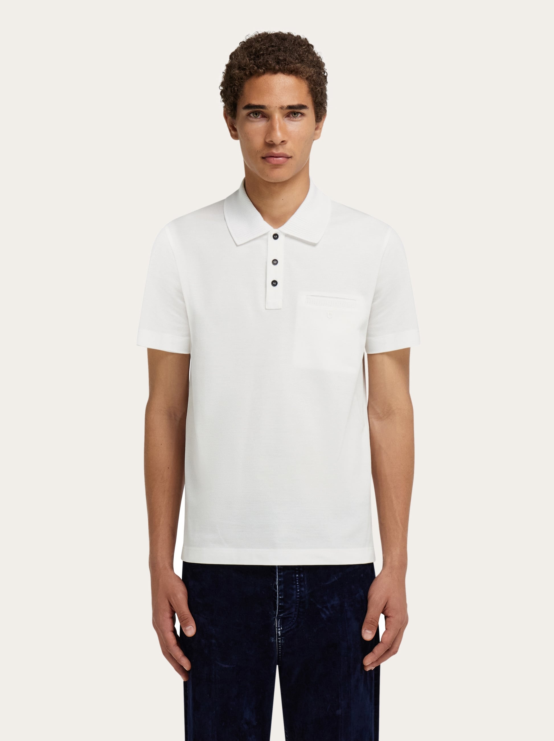  Ferragamo Herren Polohemd Aus Baumwolle Weiß 