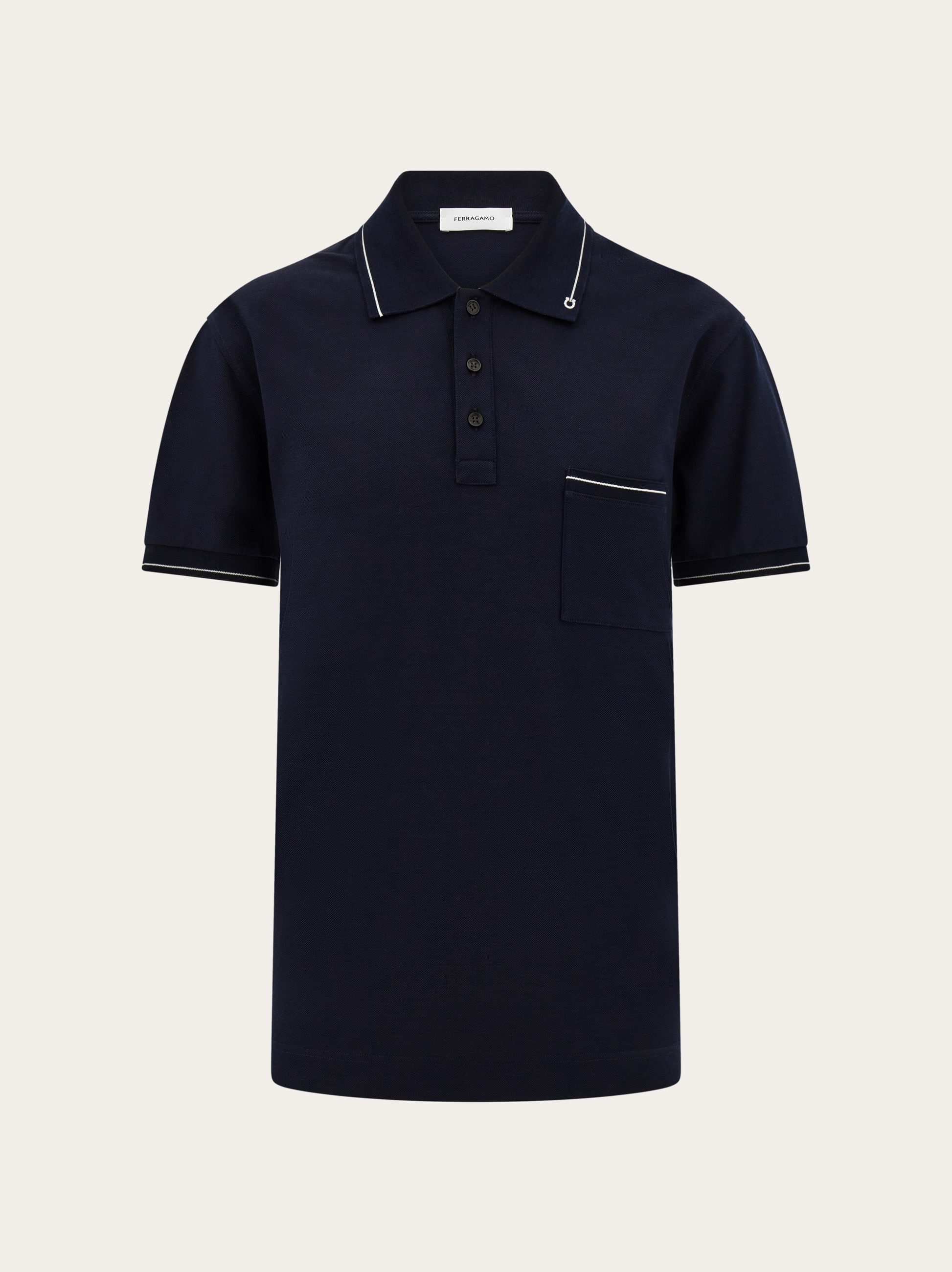 Ferragamo Herren Polohemd Mit Gancini-motiv In Blue