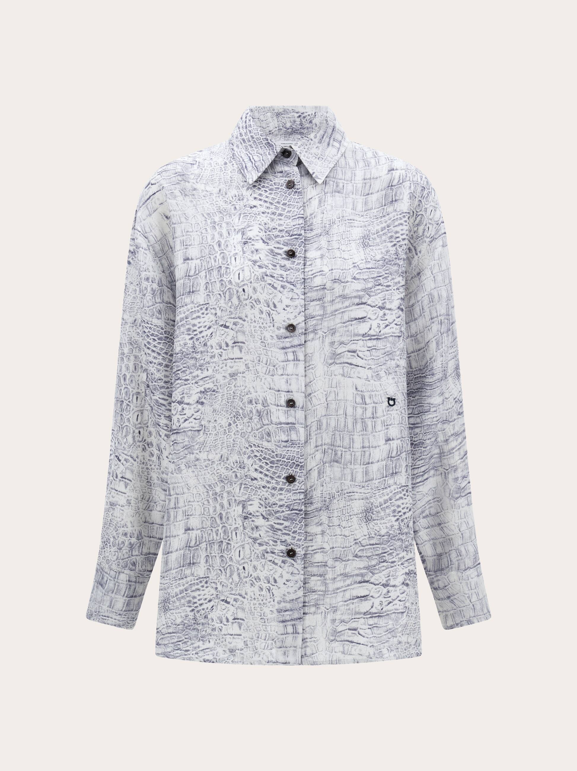 Ferragamo Donna Camicia in georgette stampa Orchid Blu