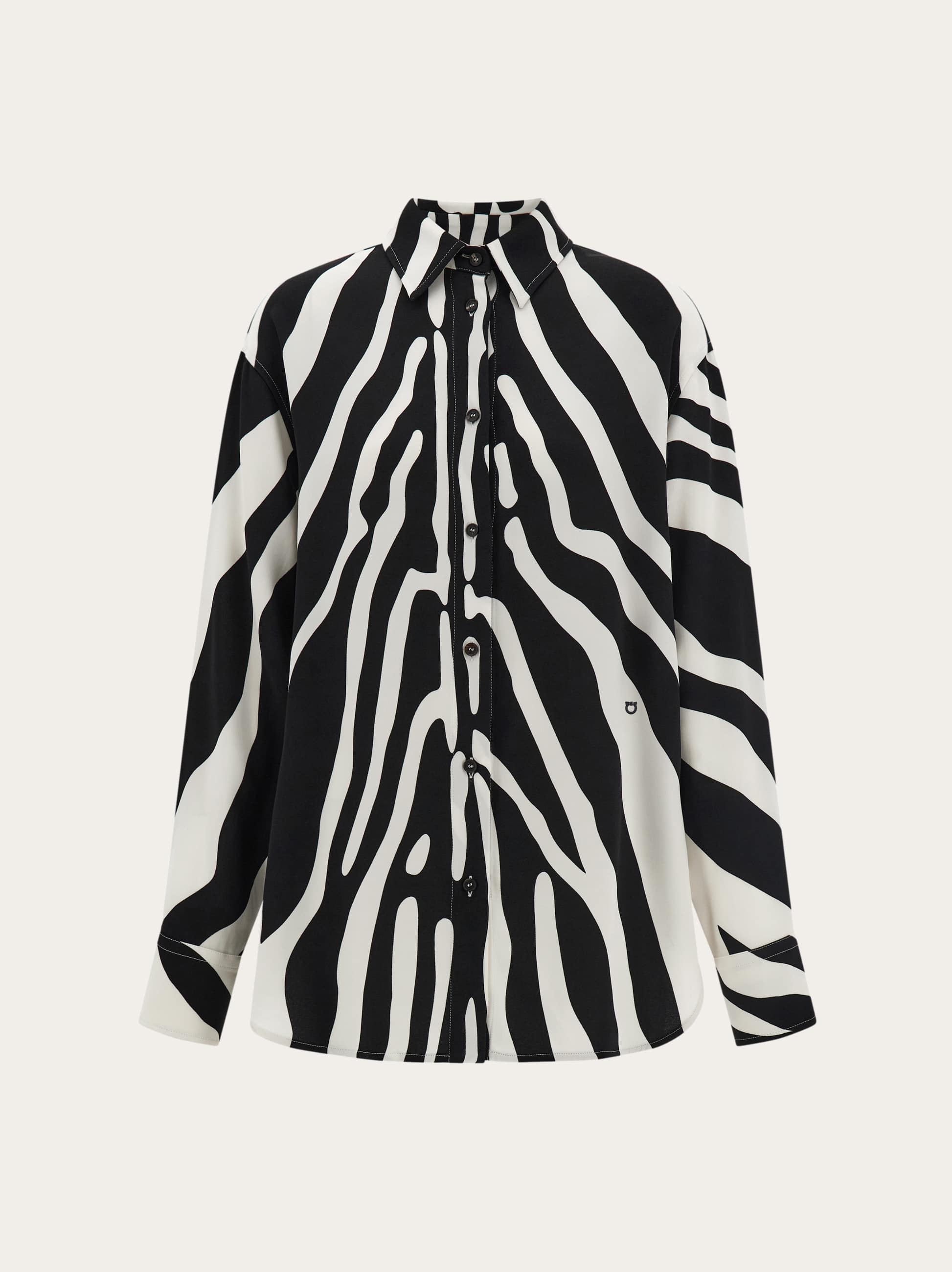 Ferragamo Zebra-print Long-sleeves Shirt In White