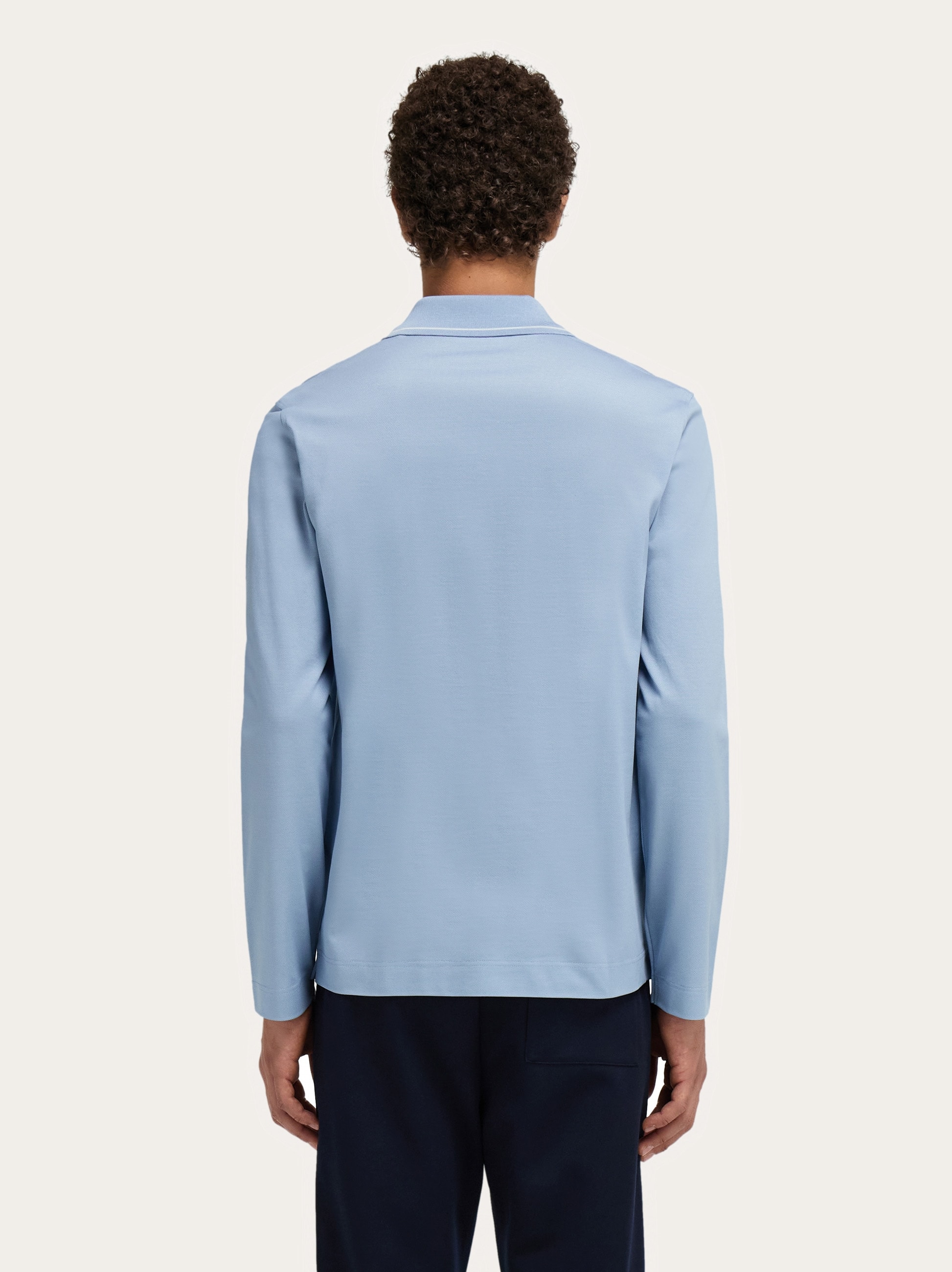  Ferragamo Herren Langärmliges Polohemd Blau 
