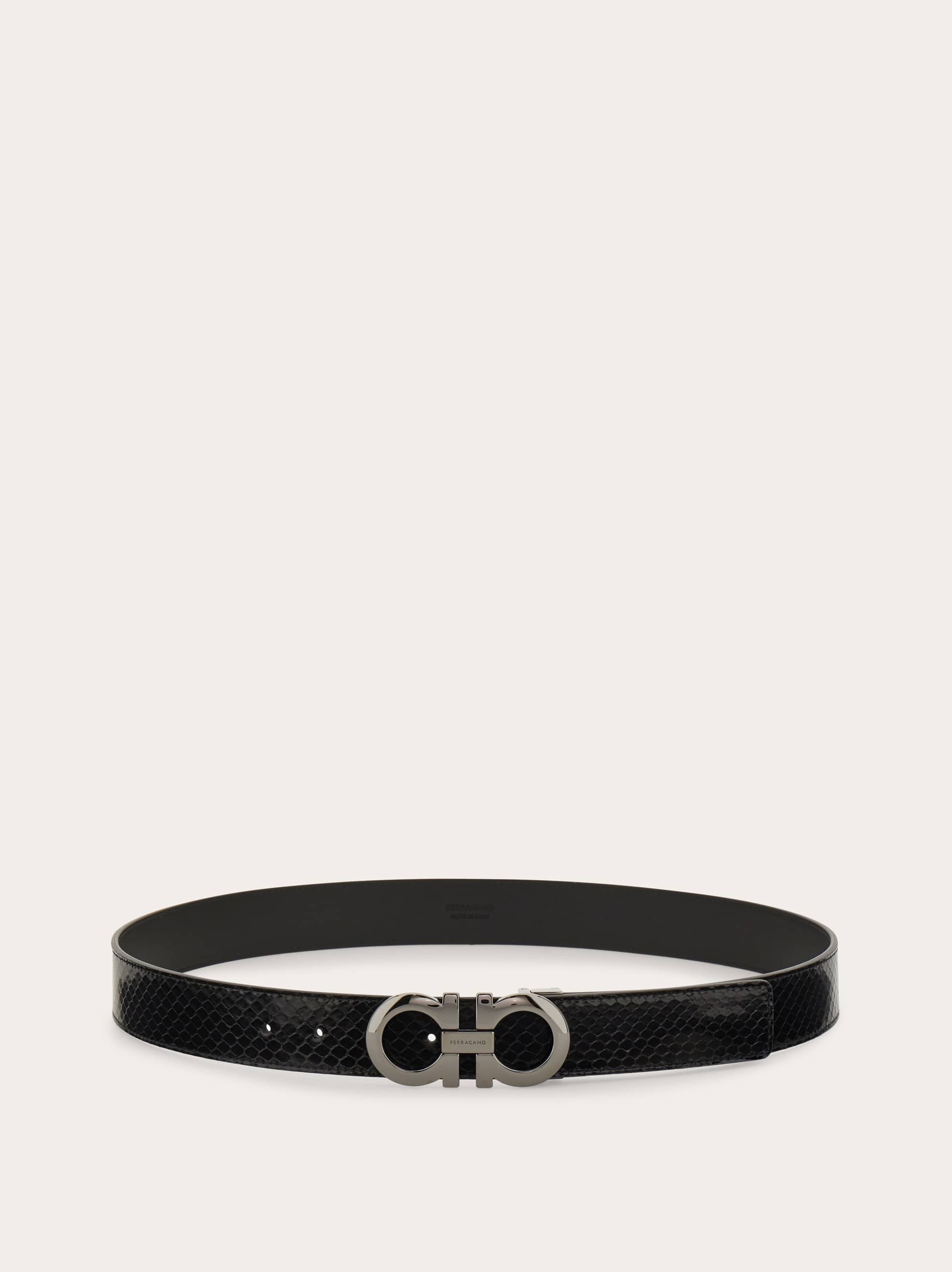  Ferragamo Herren Verstellbarer Gancini-gürtel Schwarz 