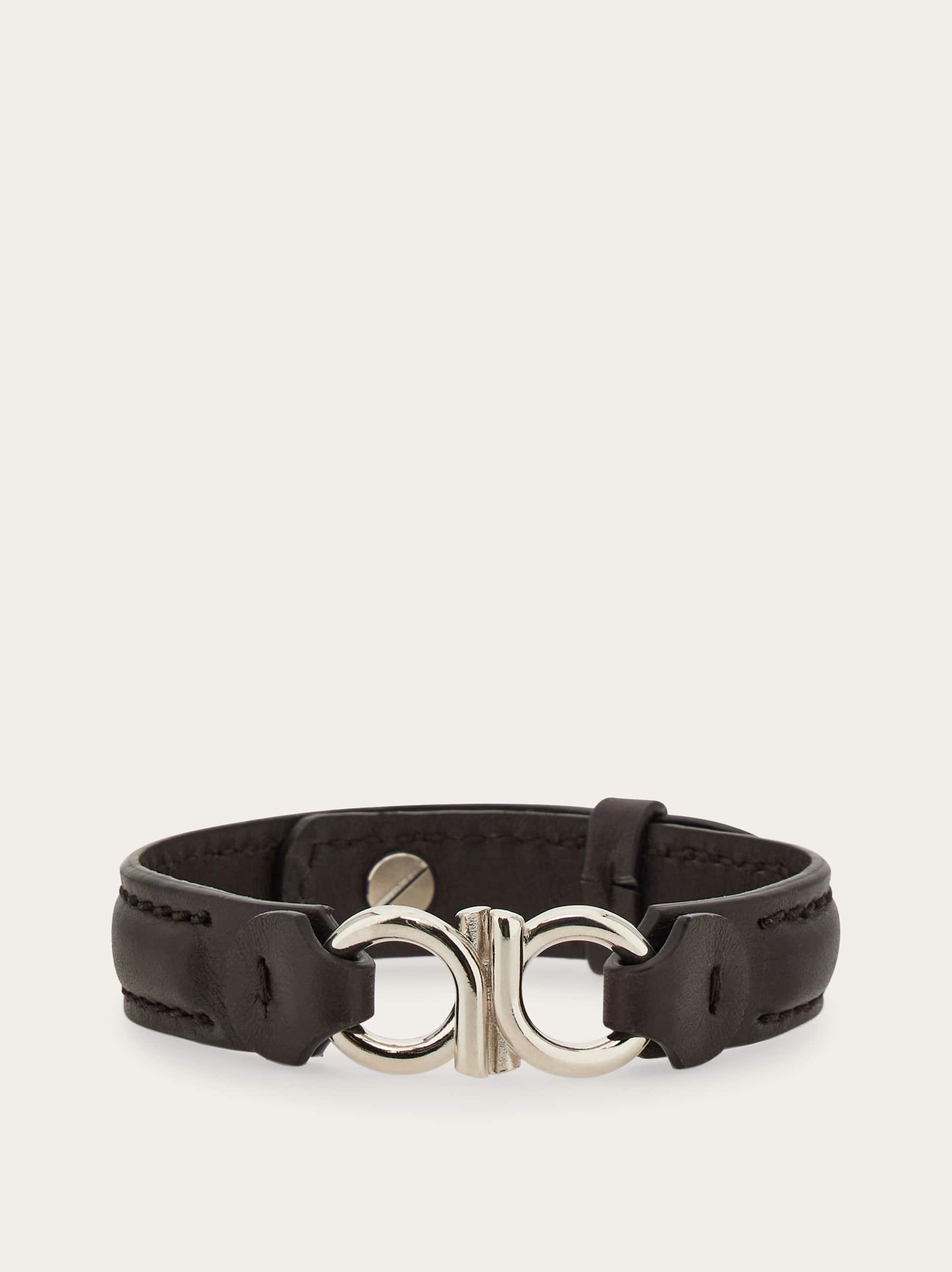 Ferragamo Uomo Bracciale con doppio Gancini Argento