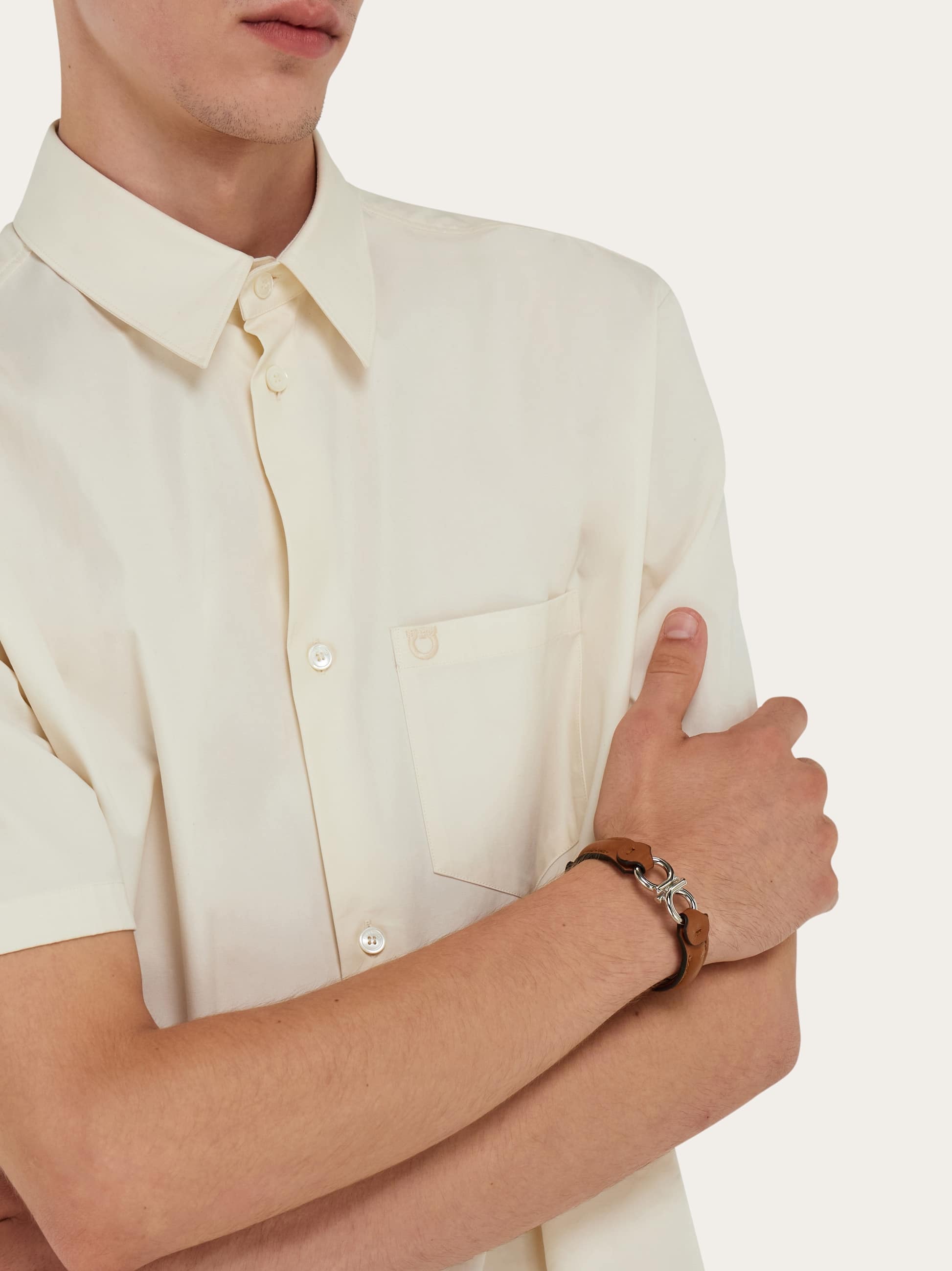  Ferragamo Herren Armband Mit Doppel-gancini Braun 