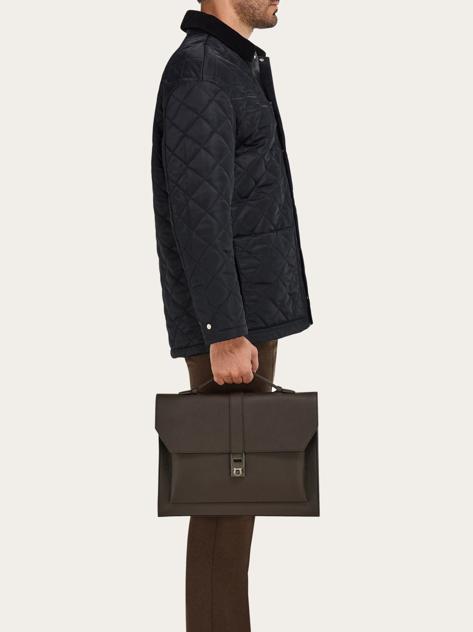 Ferragamo Hug Briefcase In Brown