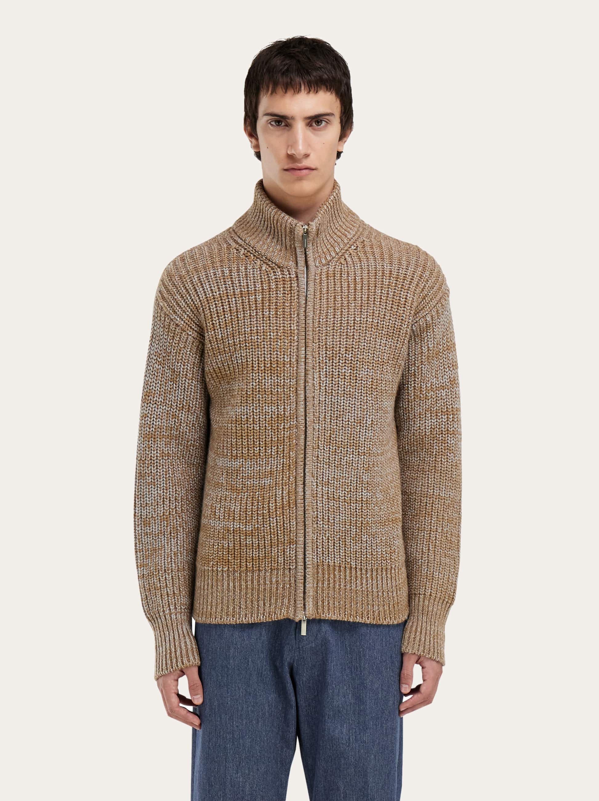  Ferragamo Herren Strickjacke Mit Reißverschluss Beige 