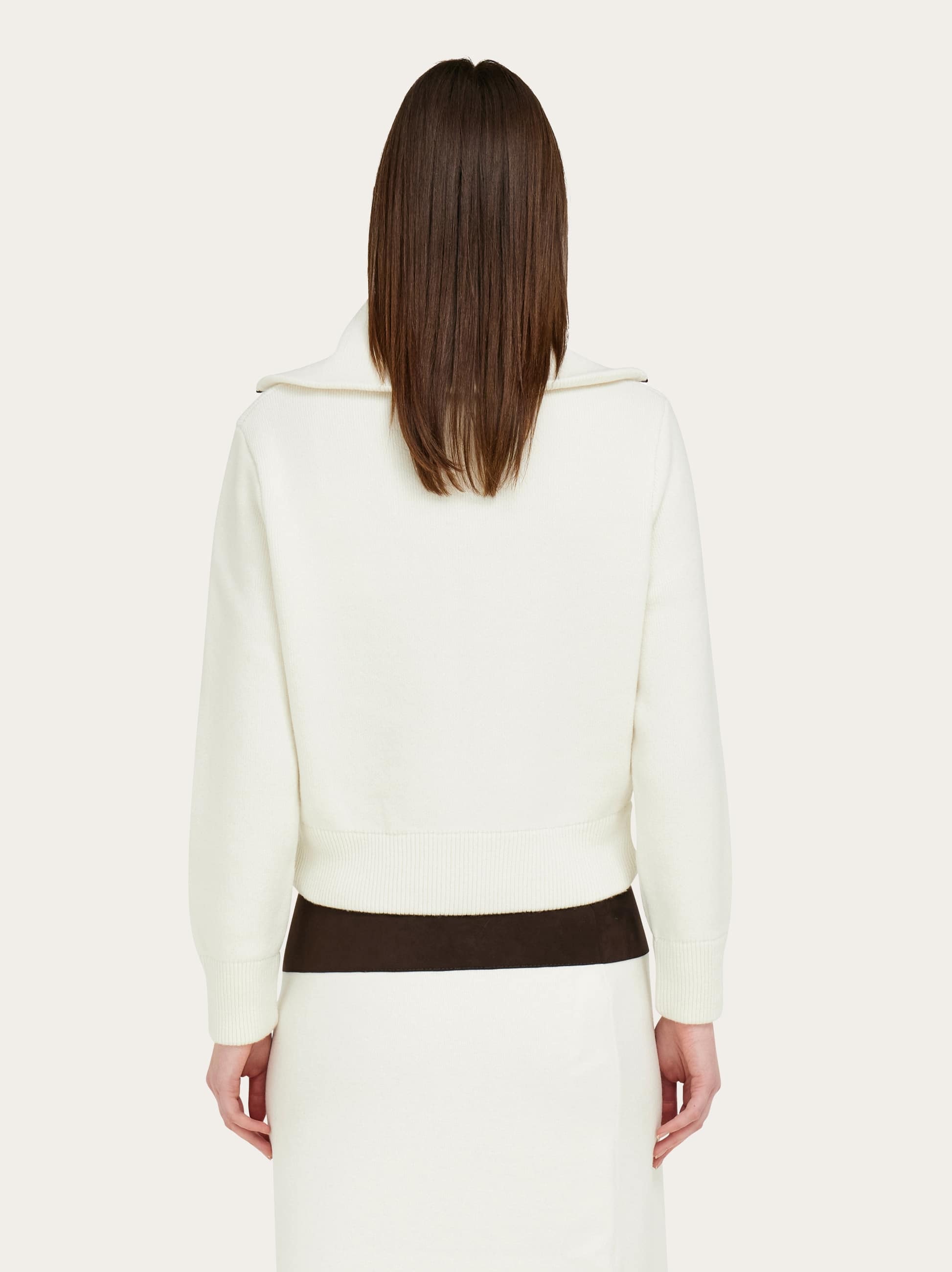 Ferragamo Damen Blouson In Doppelmaterial Weiß 