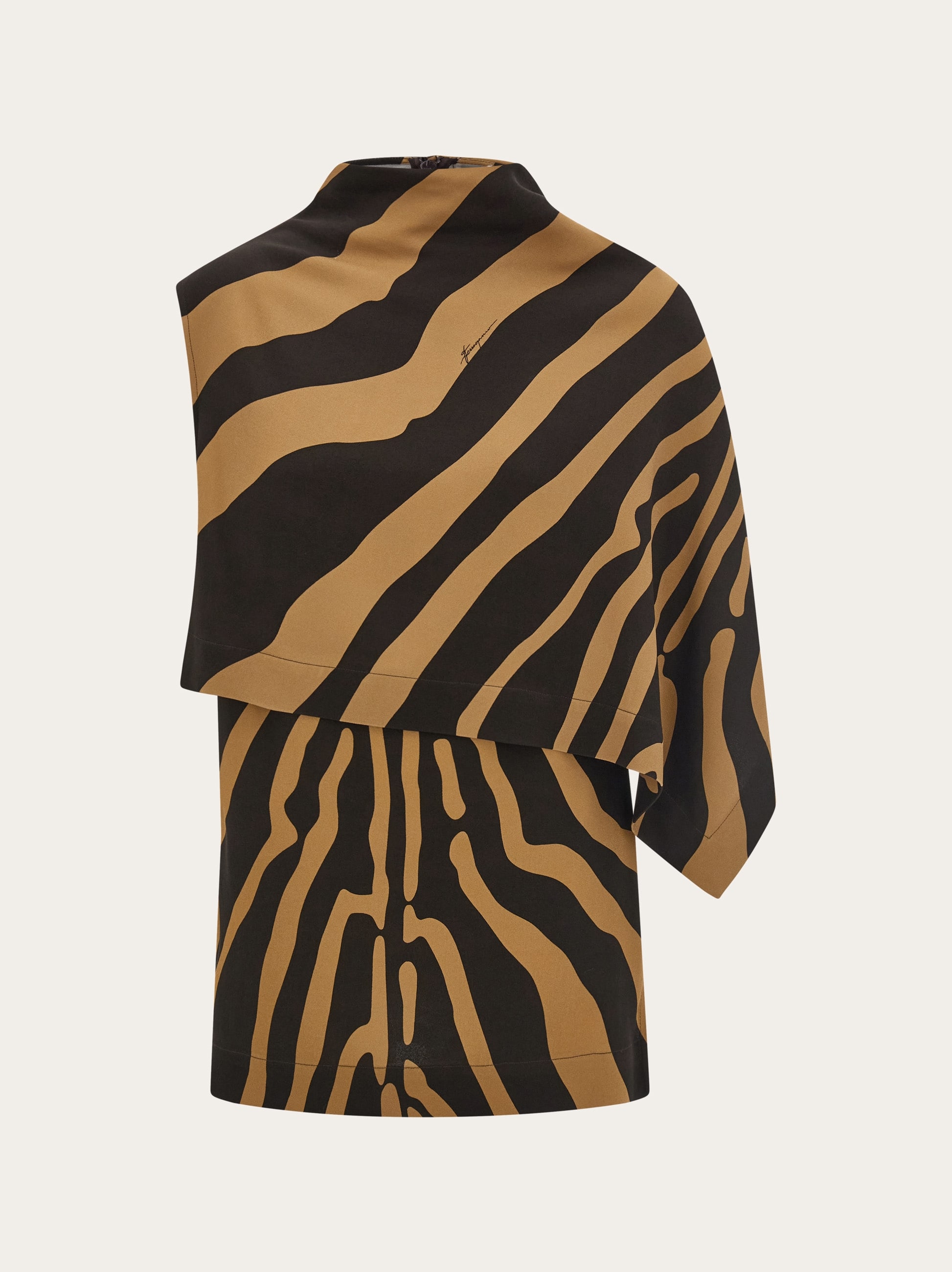 Ferragamo Animal-print Asymmetric Top In Sand