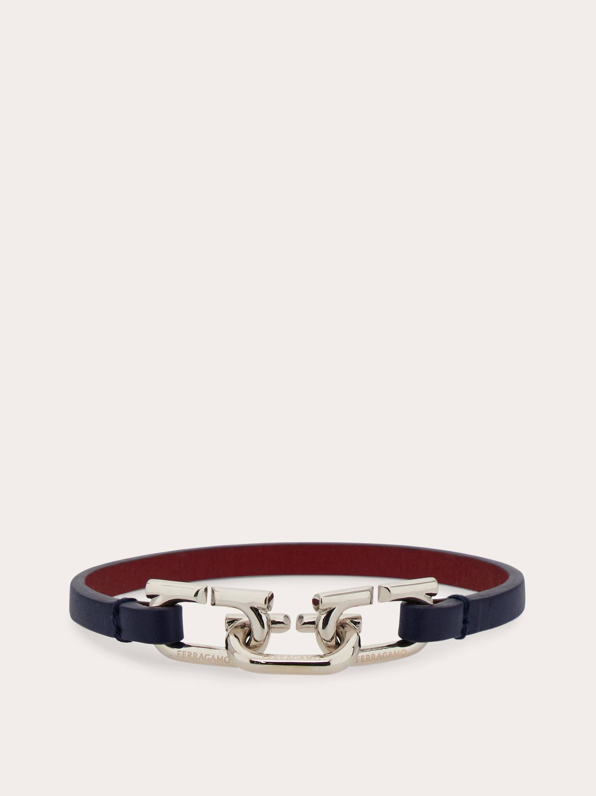 Ferragamo Men Bracciale bicolor Gancini Silver