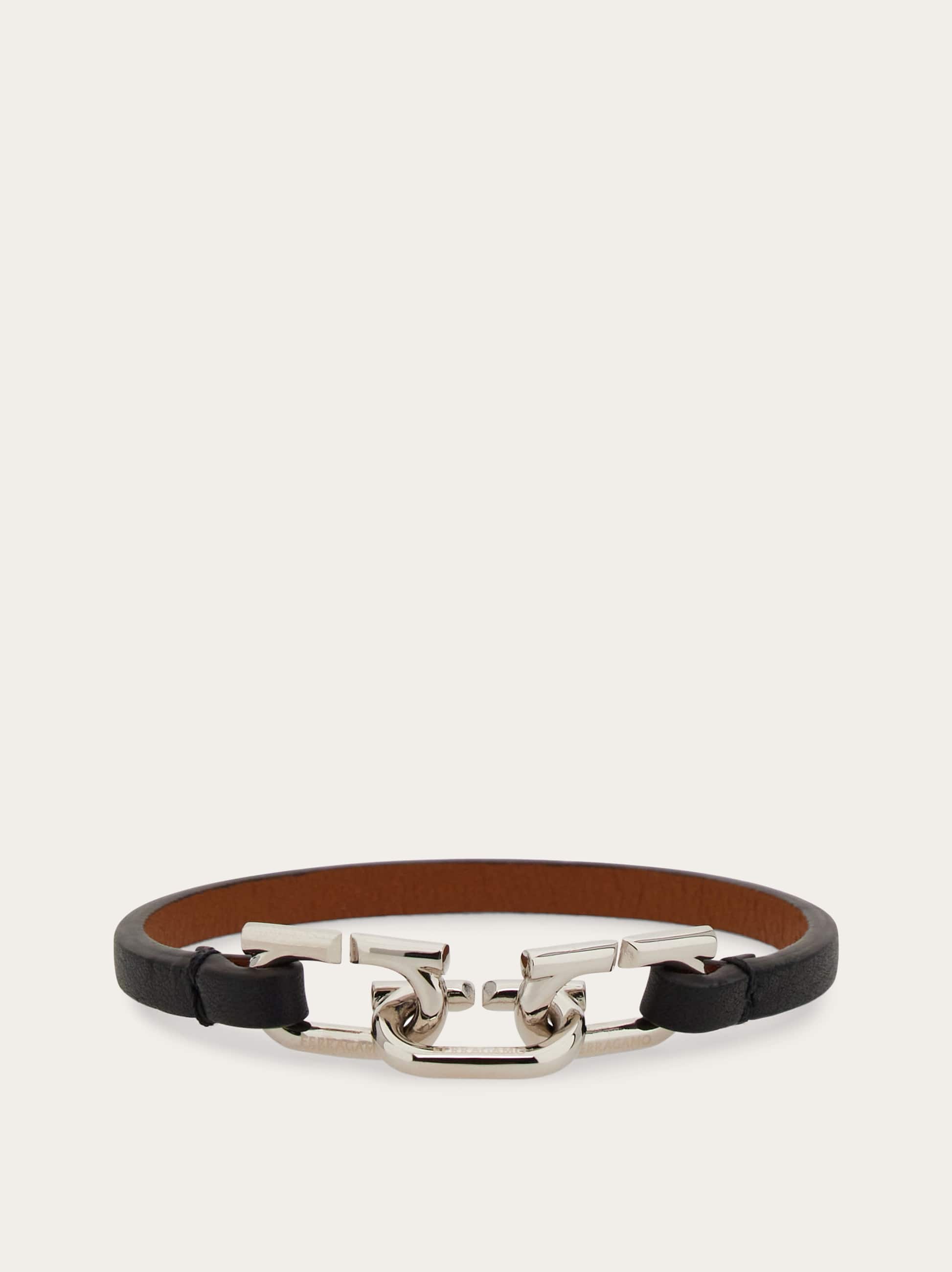 Ferragamo Men Bicolor Gancini bracelet Silver