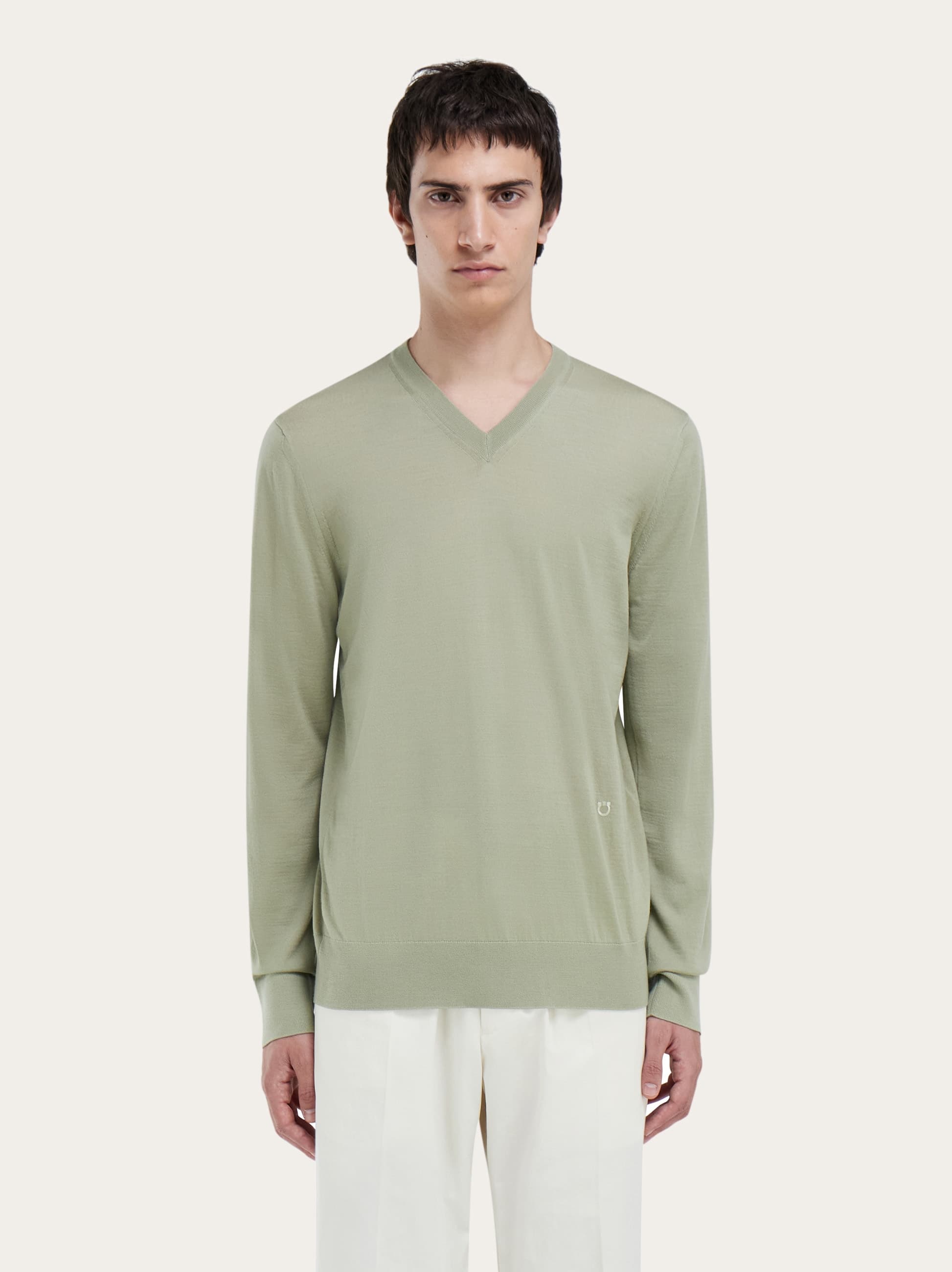  Ferragamo Herren Pullover Mit V-ausschnitt Grün 