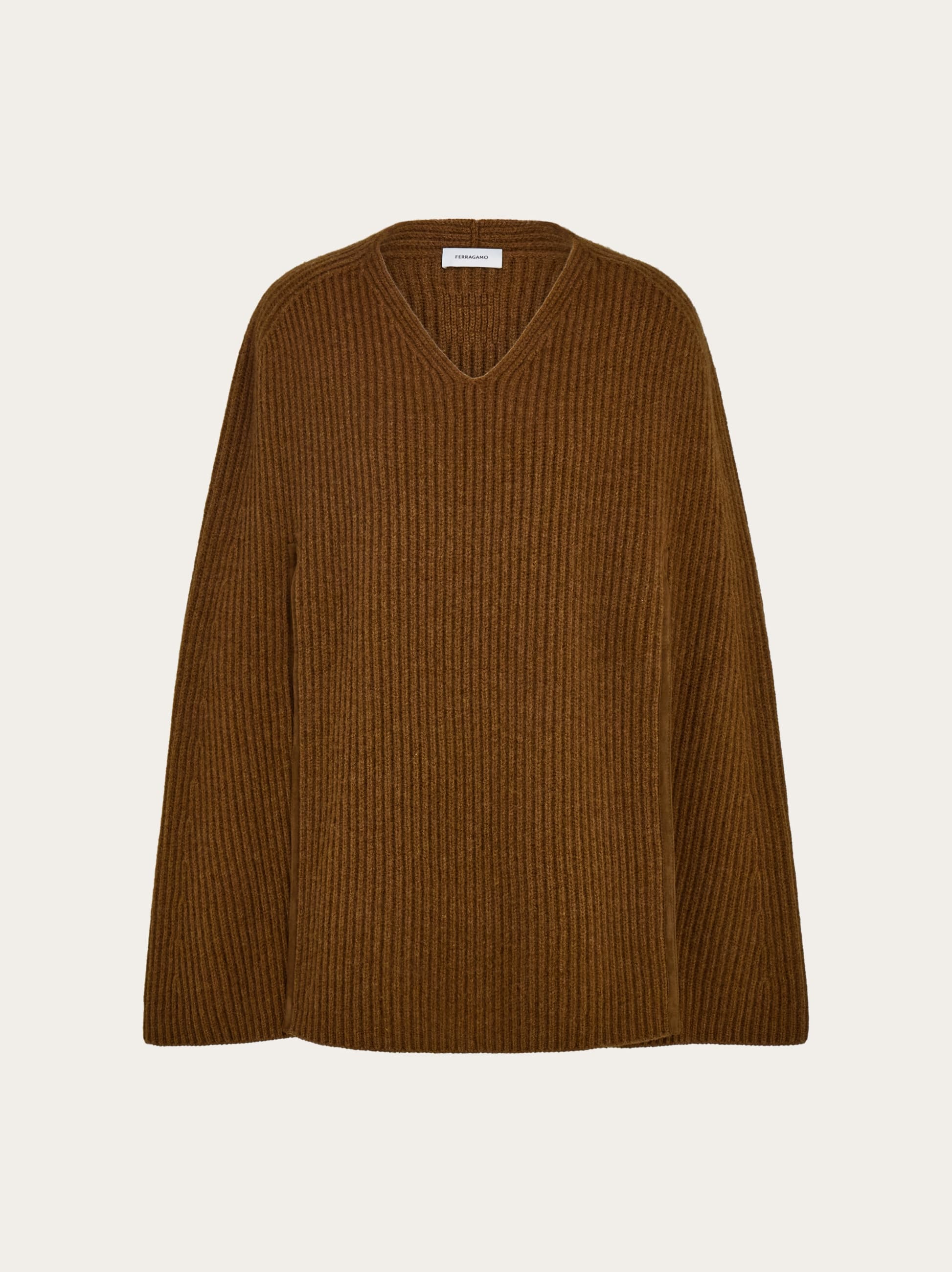 Ferragamo Cashmere Blend Cape In Brown