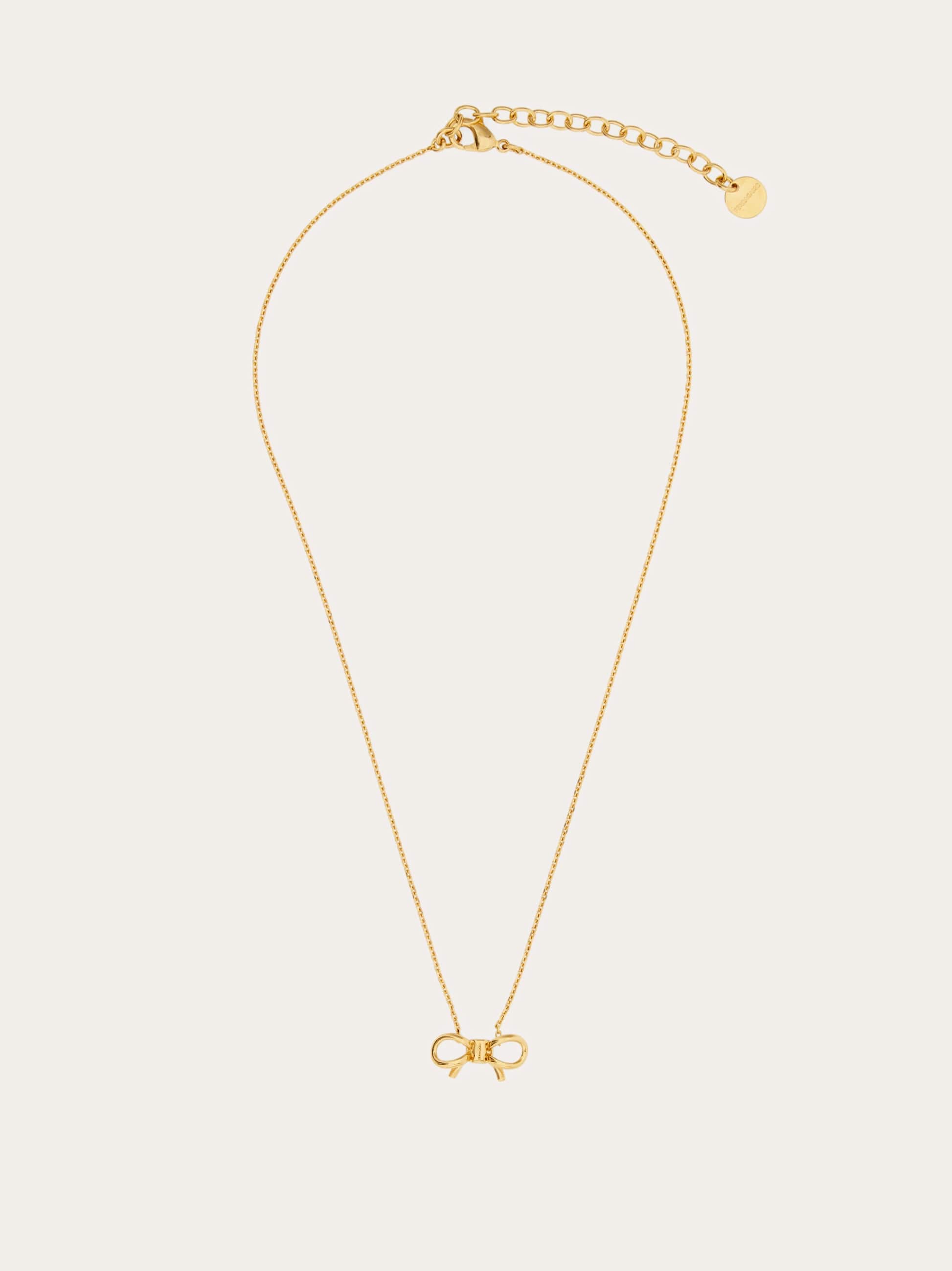 Ferragamo Adjustable Chain Bow Detail Pendant Necklace In Gold
