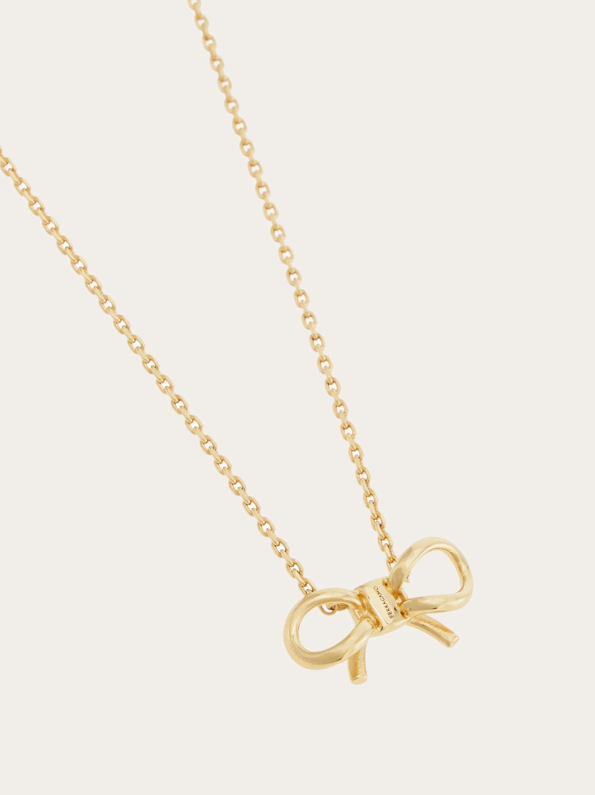 Ferragamo Adjustable Chain Bow Detail Pendant Necklace In Gold