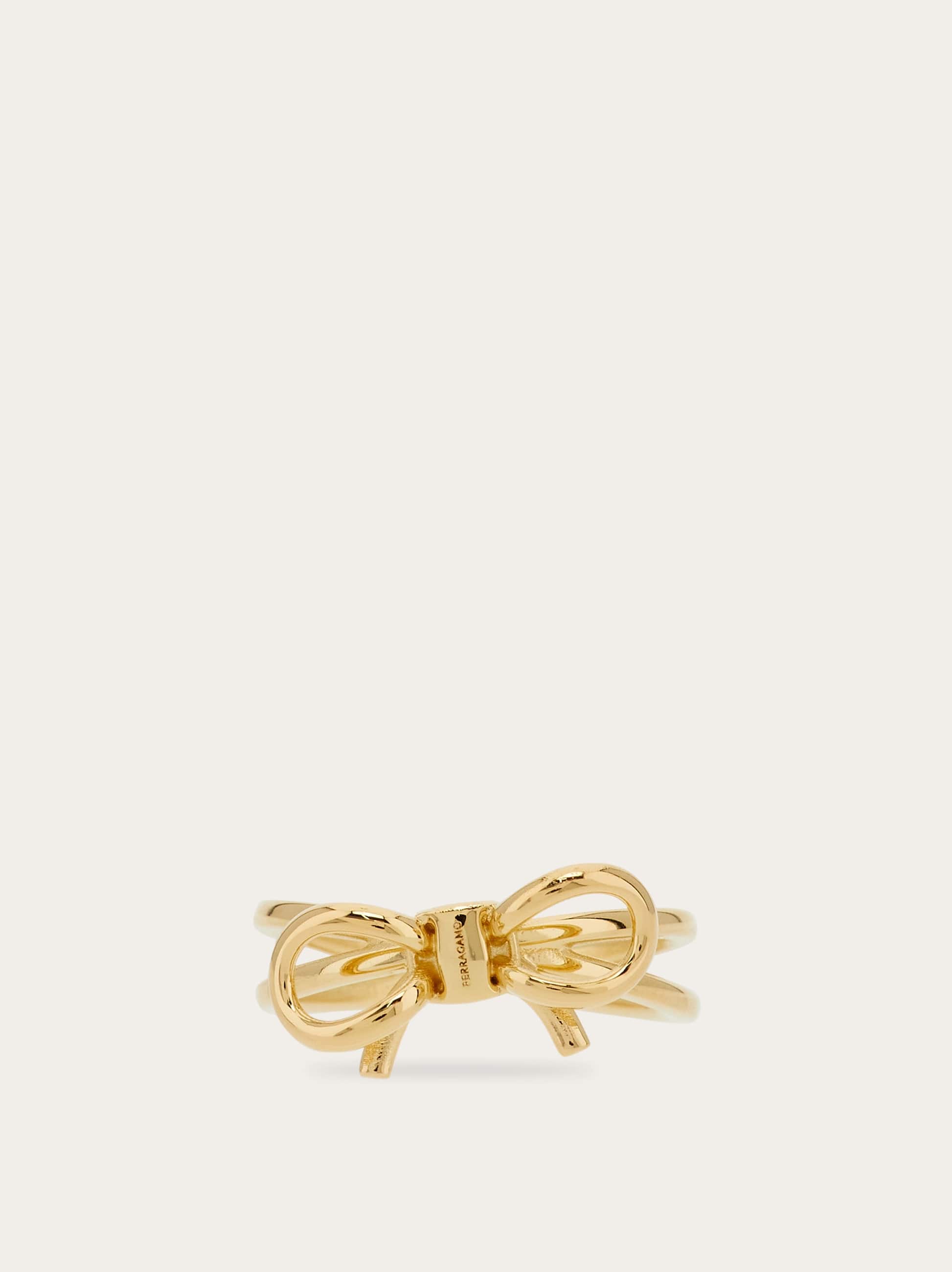 Ferragamo Ring With Bow - Size 50 In Gold