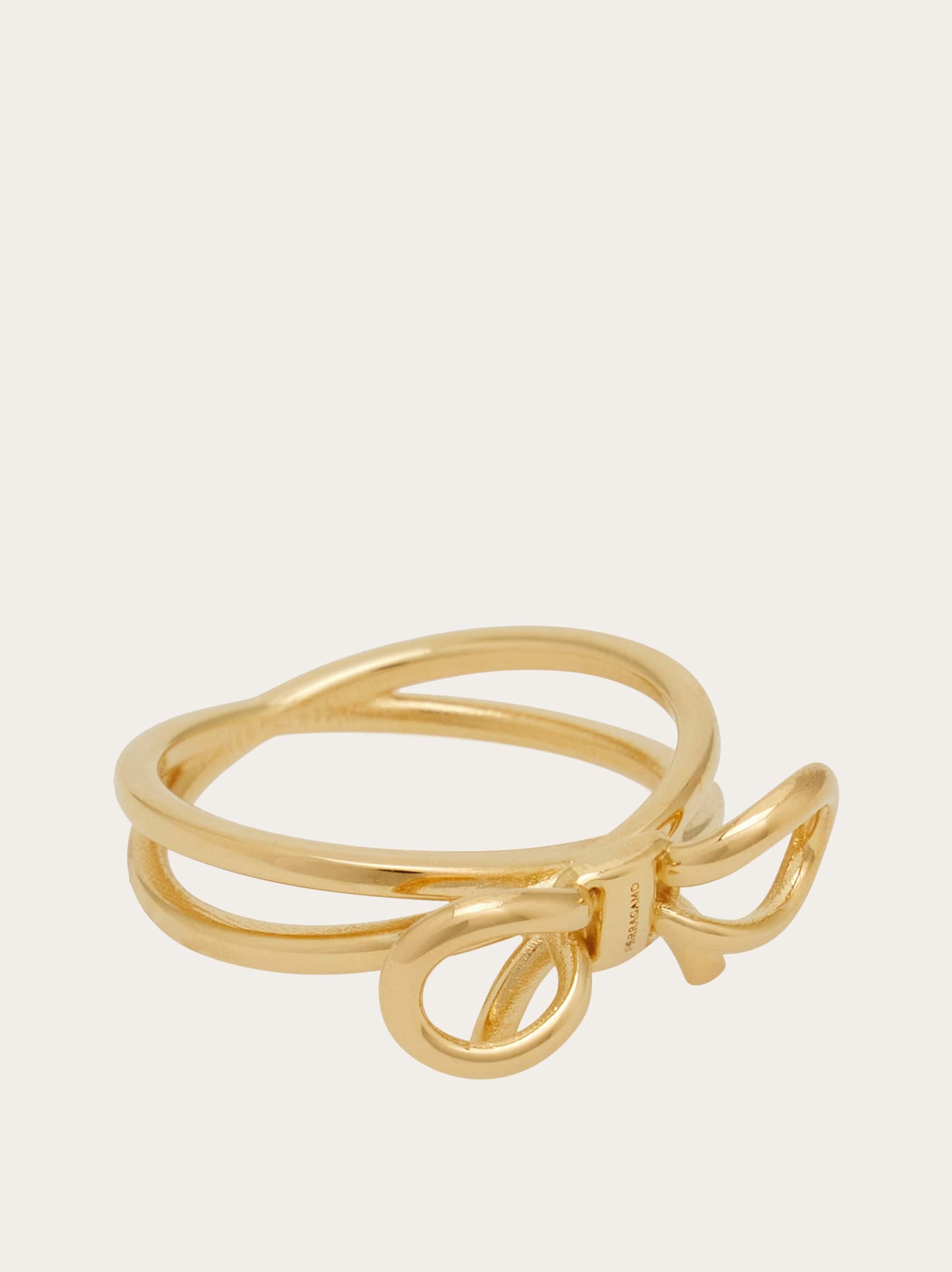 Ferragamo Ring With Bow - Size 54 In Gold