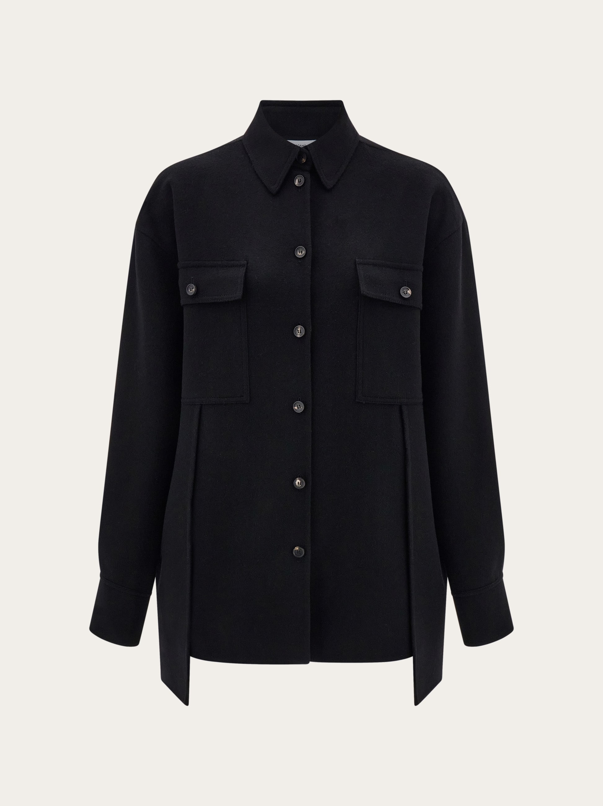 Ferragamo Donna Overshirt in misto cashmere Nero