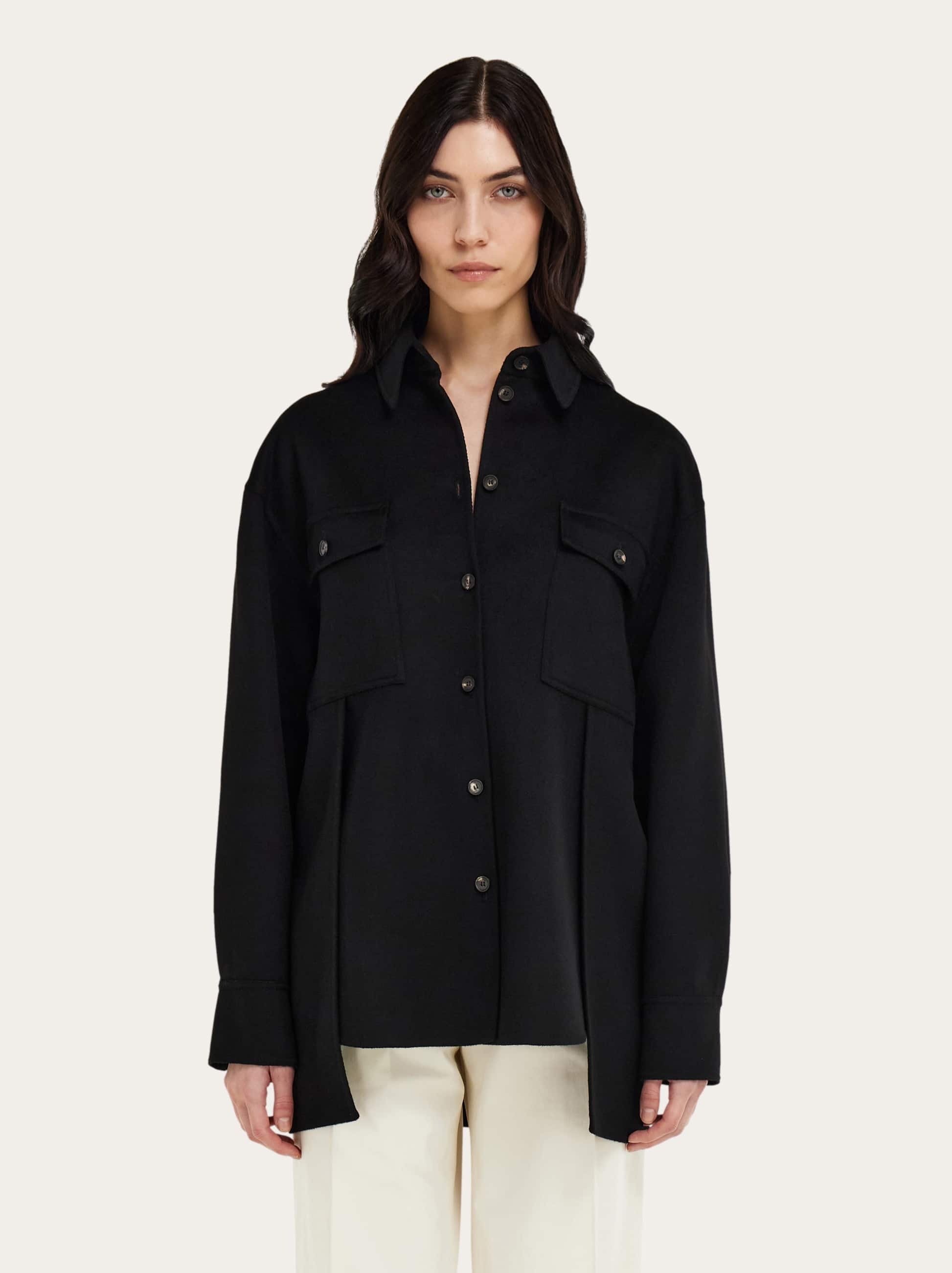  Ferragamo Damen Overshirt Aus Kaschmir-mischgewebe Schwarz 
