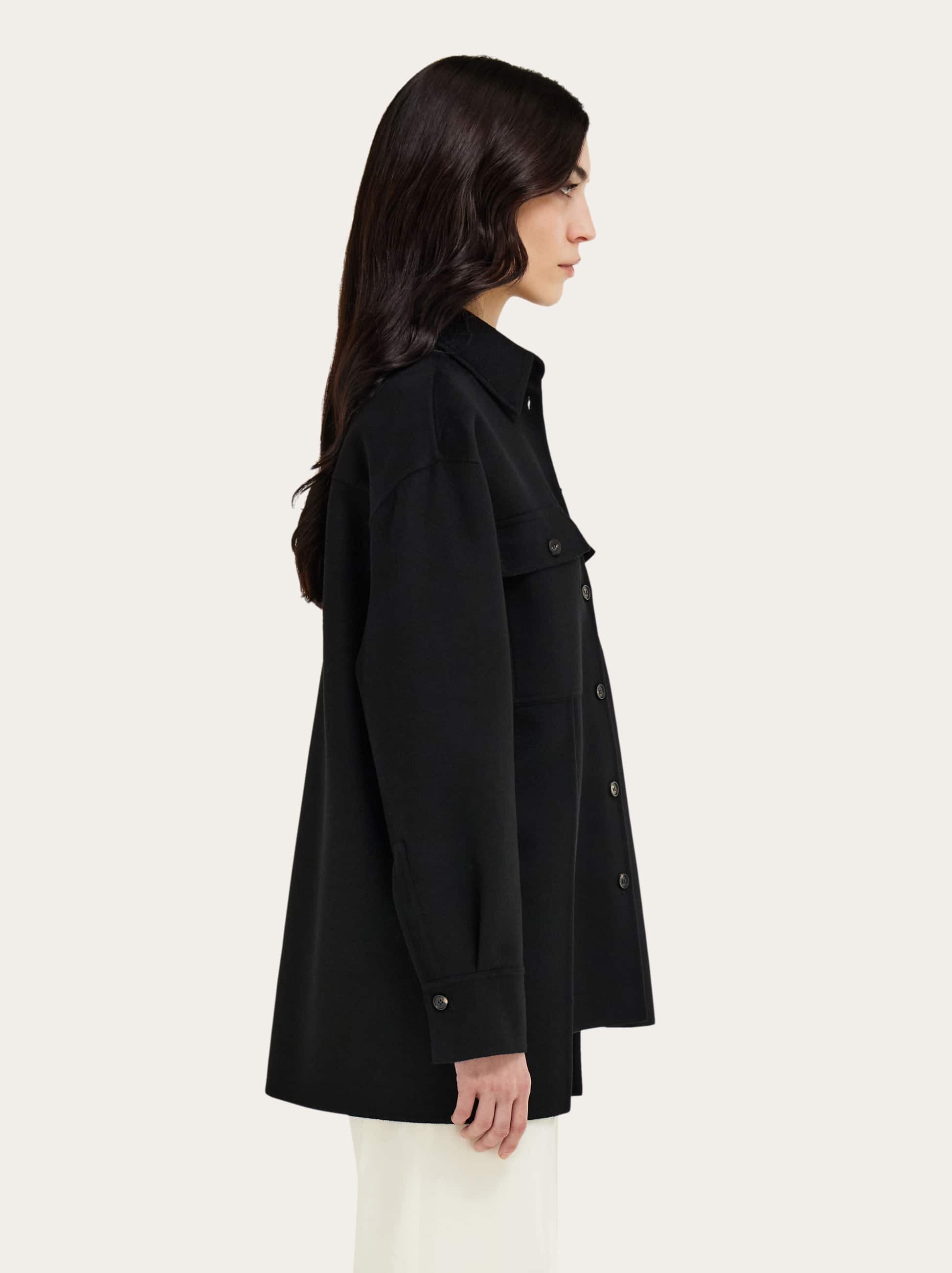  Ferragamo Damen Overshirt Aus Kaschmir-mischgewebe Schwarz 