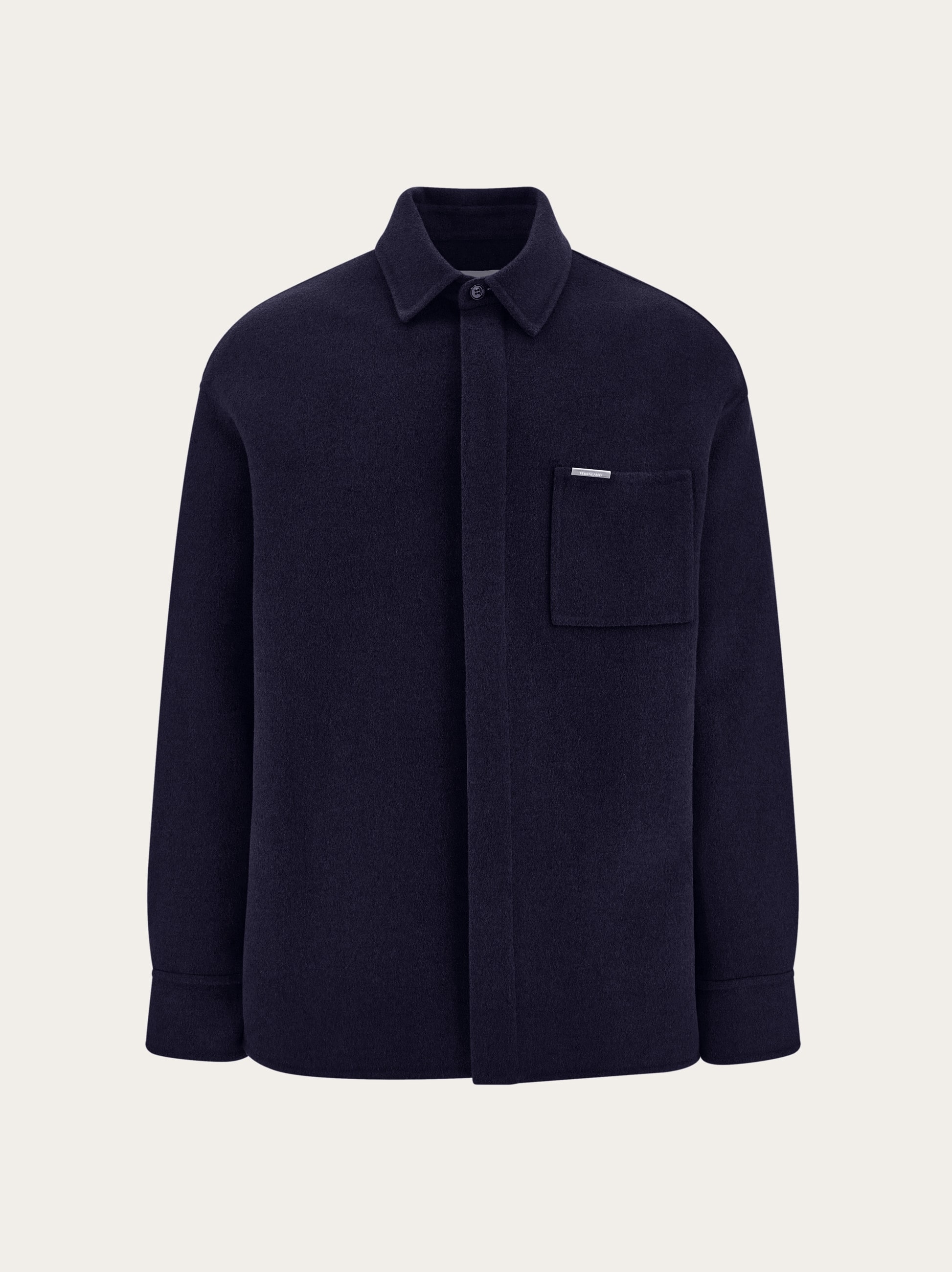 Ferragamo Uomo Over shirt in misto cashmere Blu