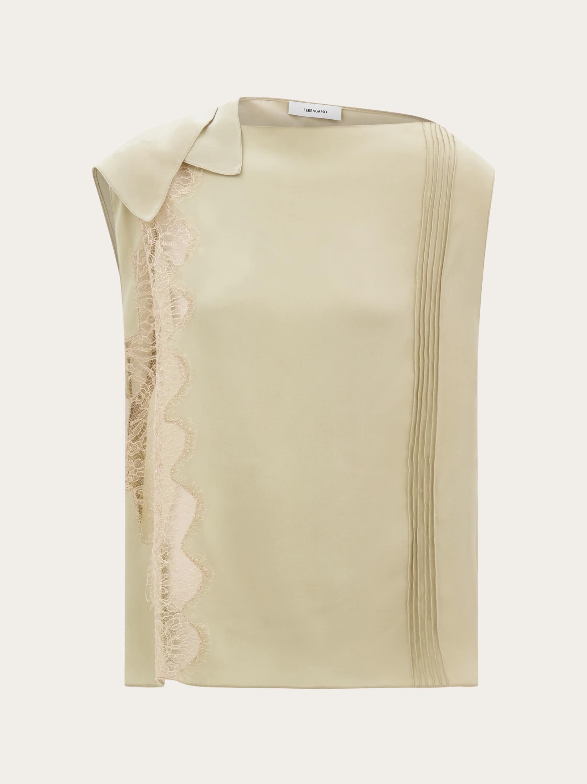 Ferragamo Donna Top con intarsio in pizzo Beige