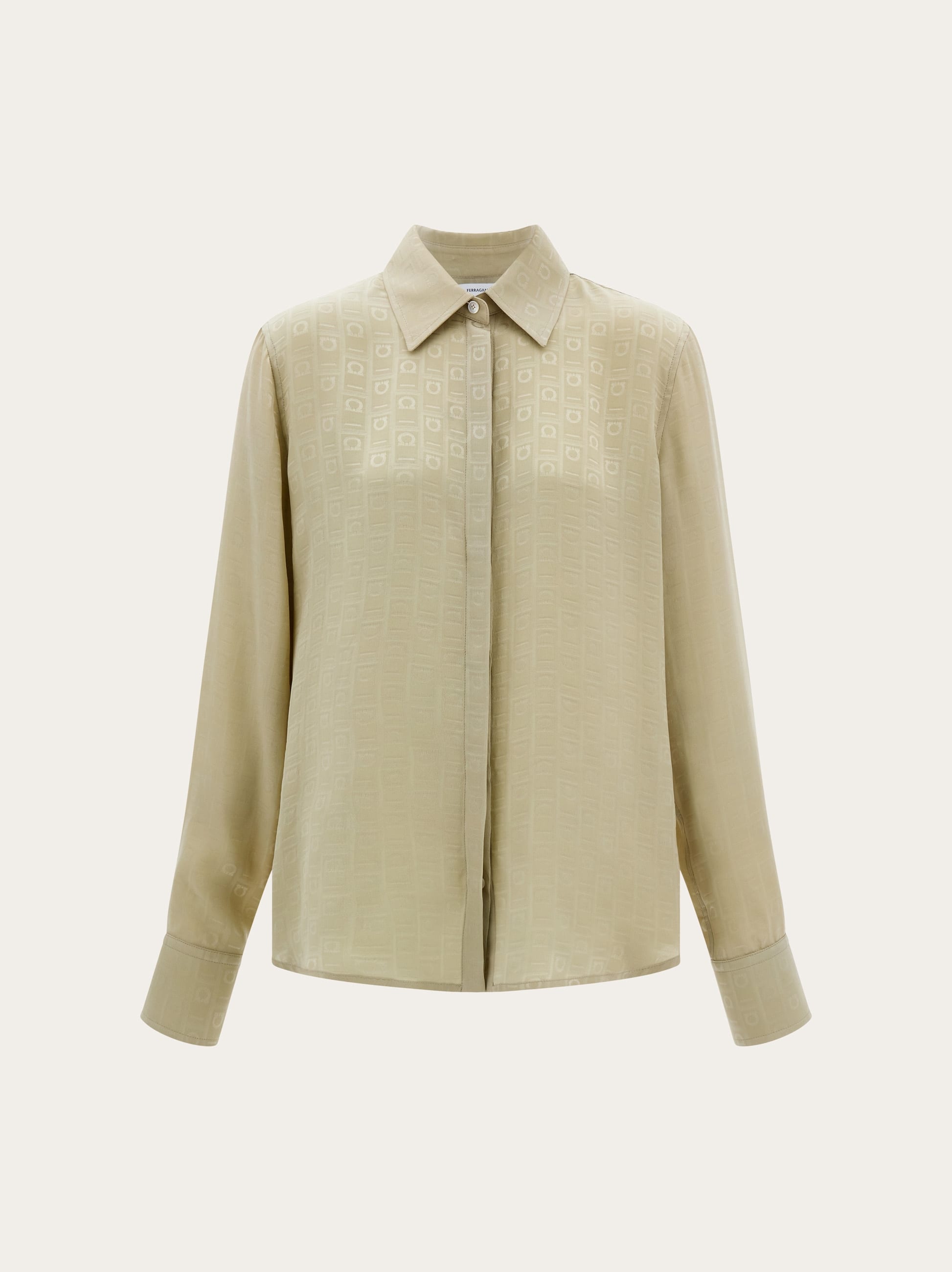 Ferragamo Monogram Silk Shirt In Green