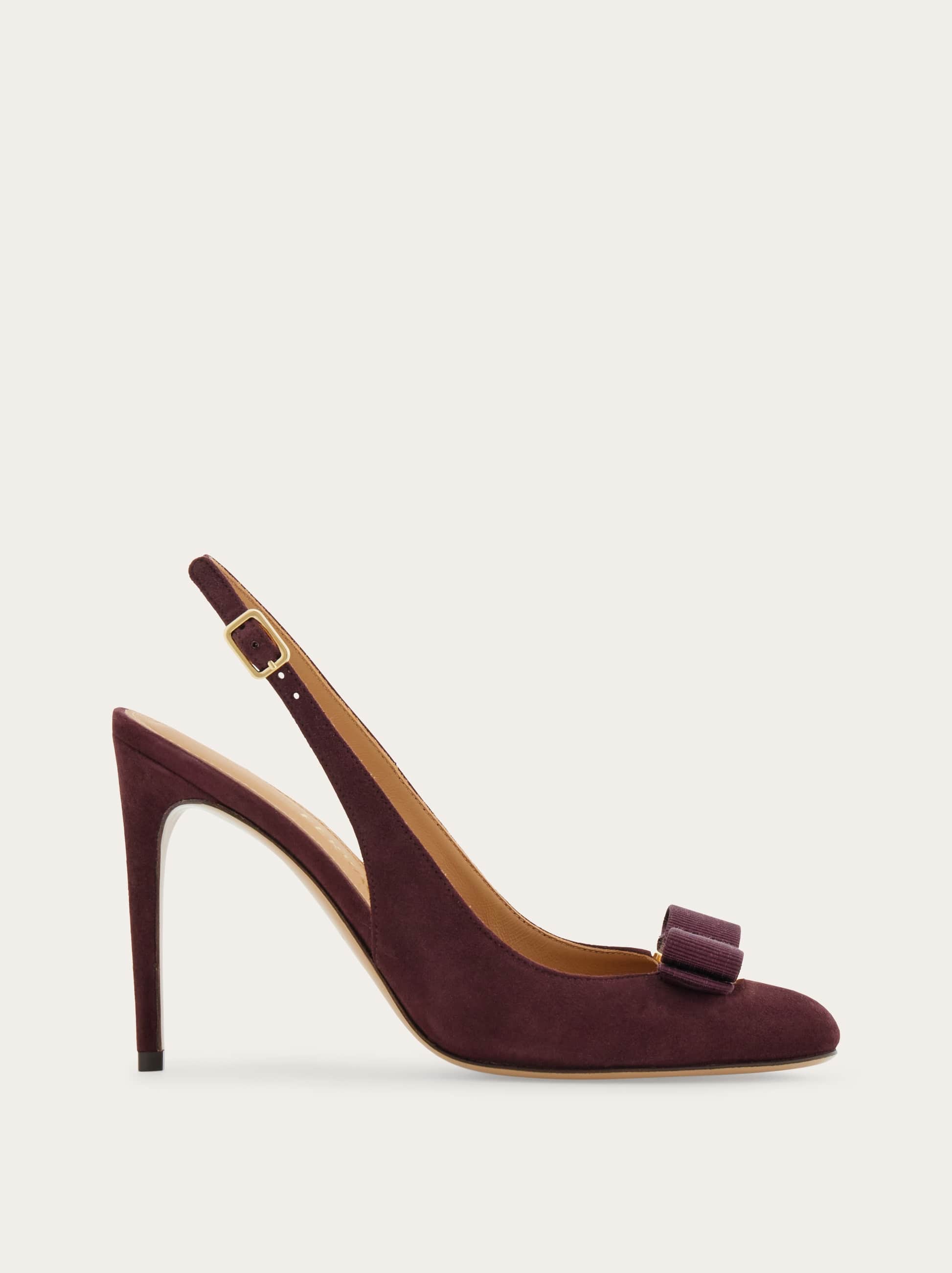 Ferragamo 90mm Vara Bow-detail Slingback Pumps In Purple