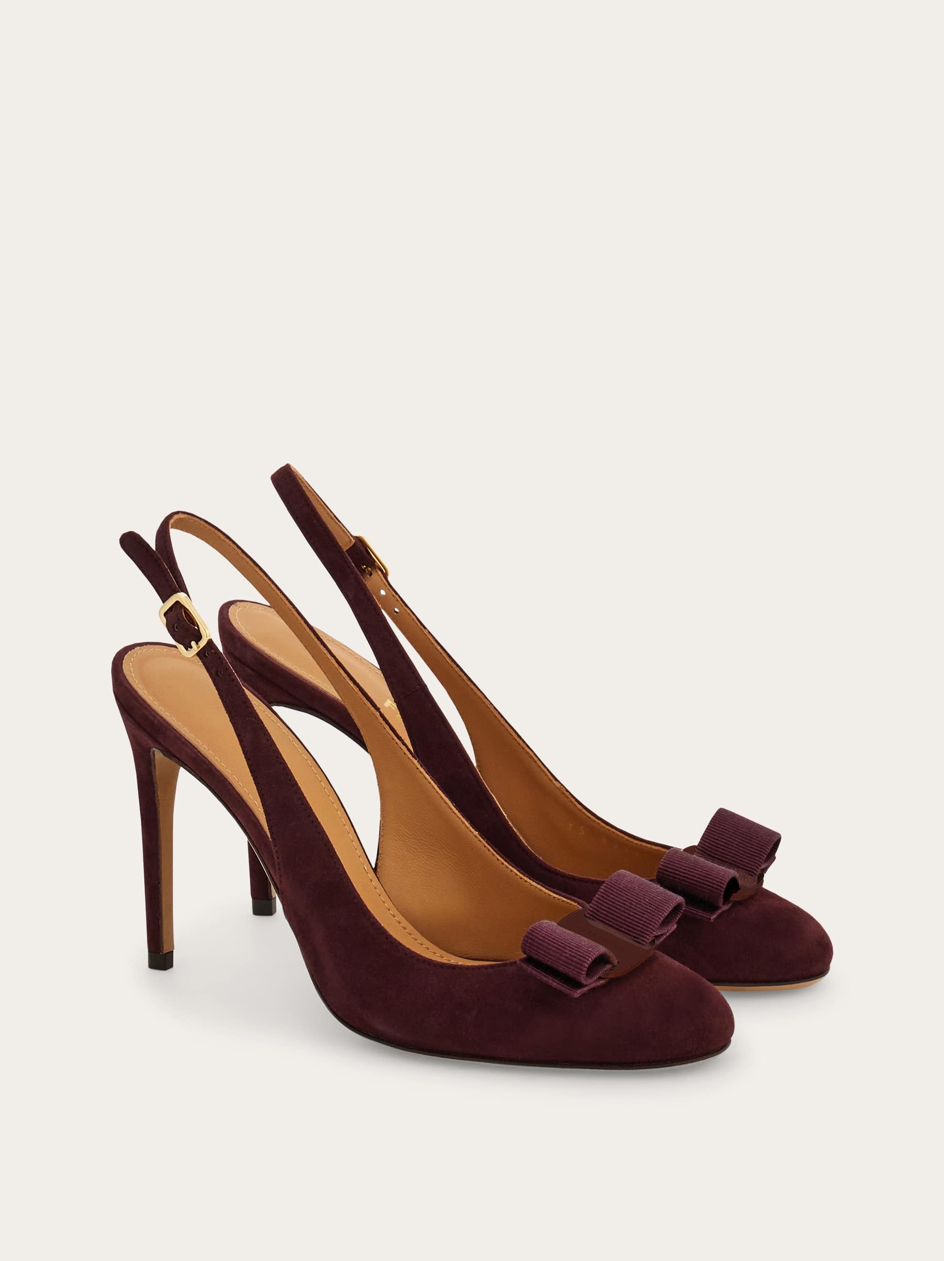 Ferragamo 90mm Vara Bow-detail Slingback Pumps In Purple