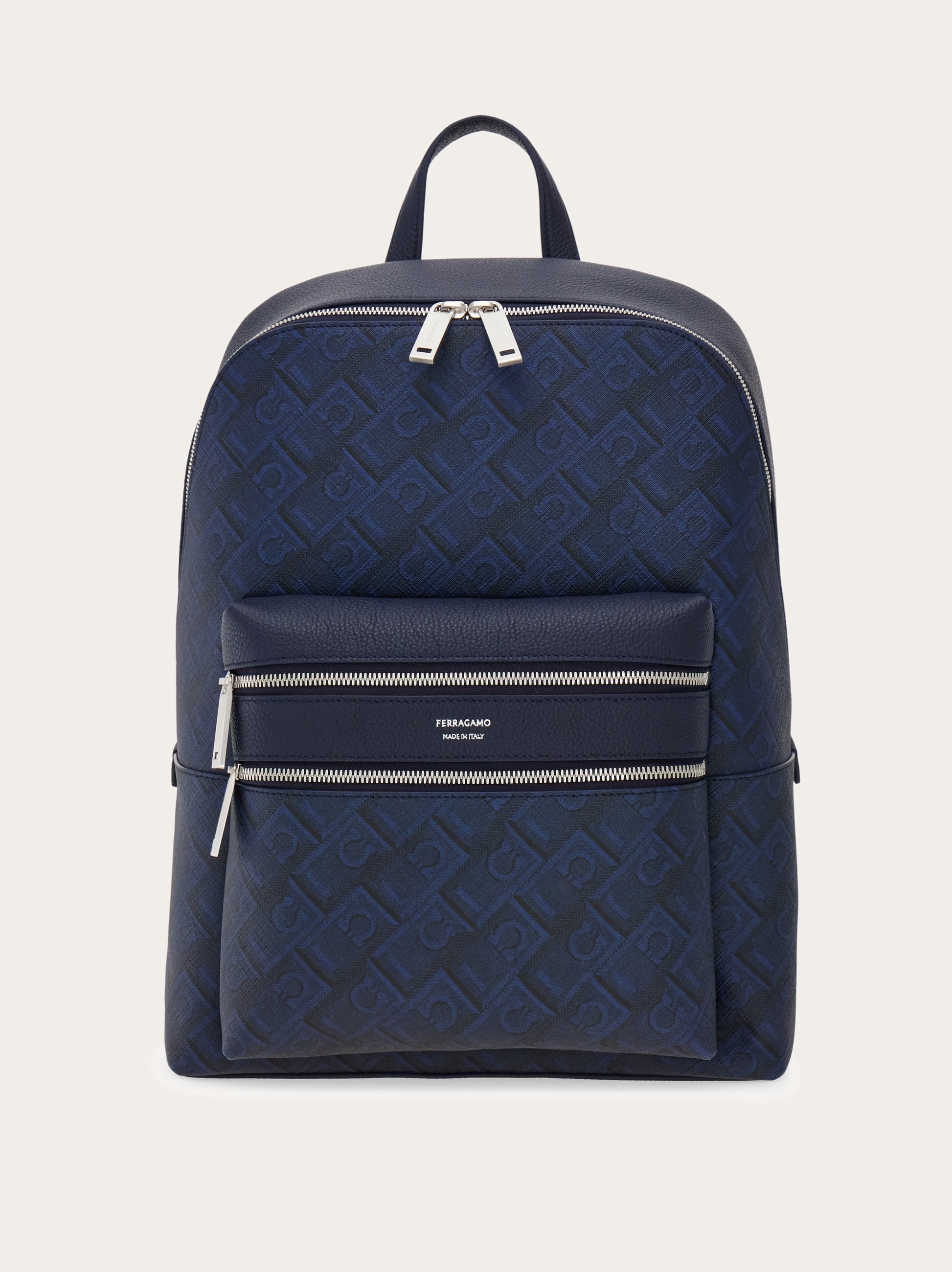 Ferragamo Embossed Gancini Backpack In Blue