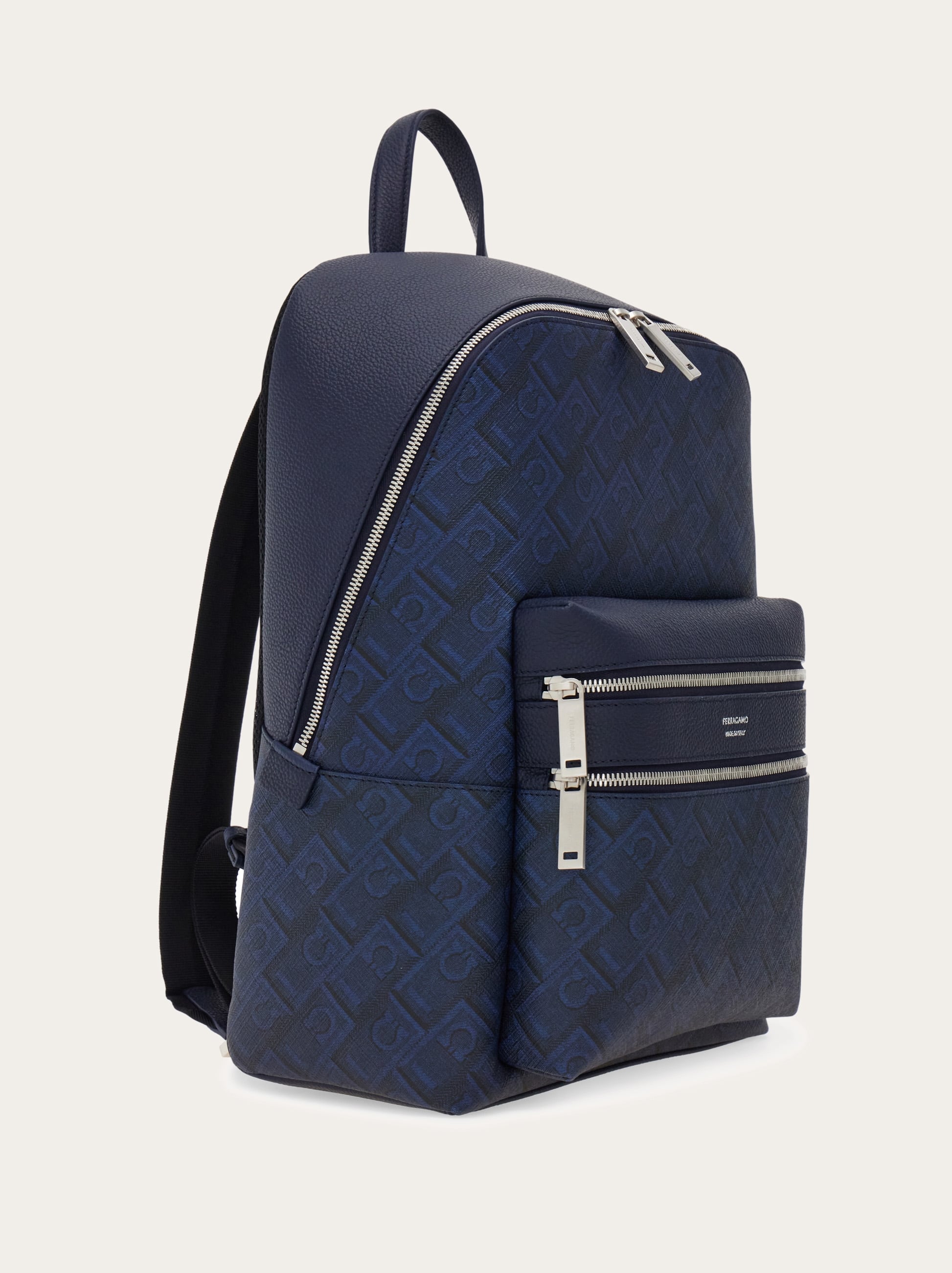  Ferragamo Herren Rucksack Mit Gancini-prägung Blau 