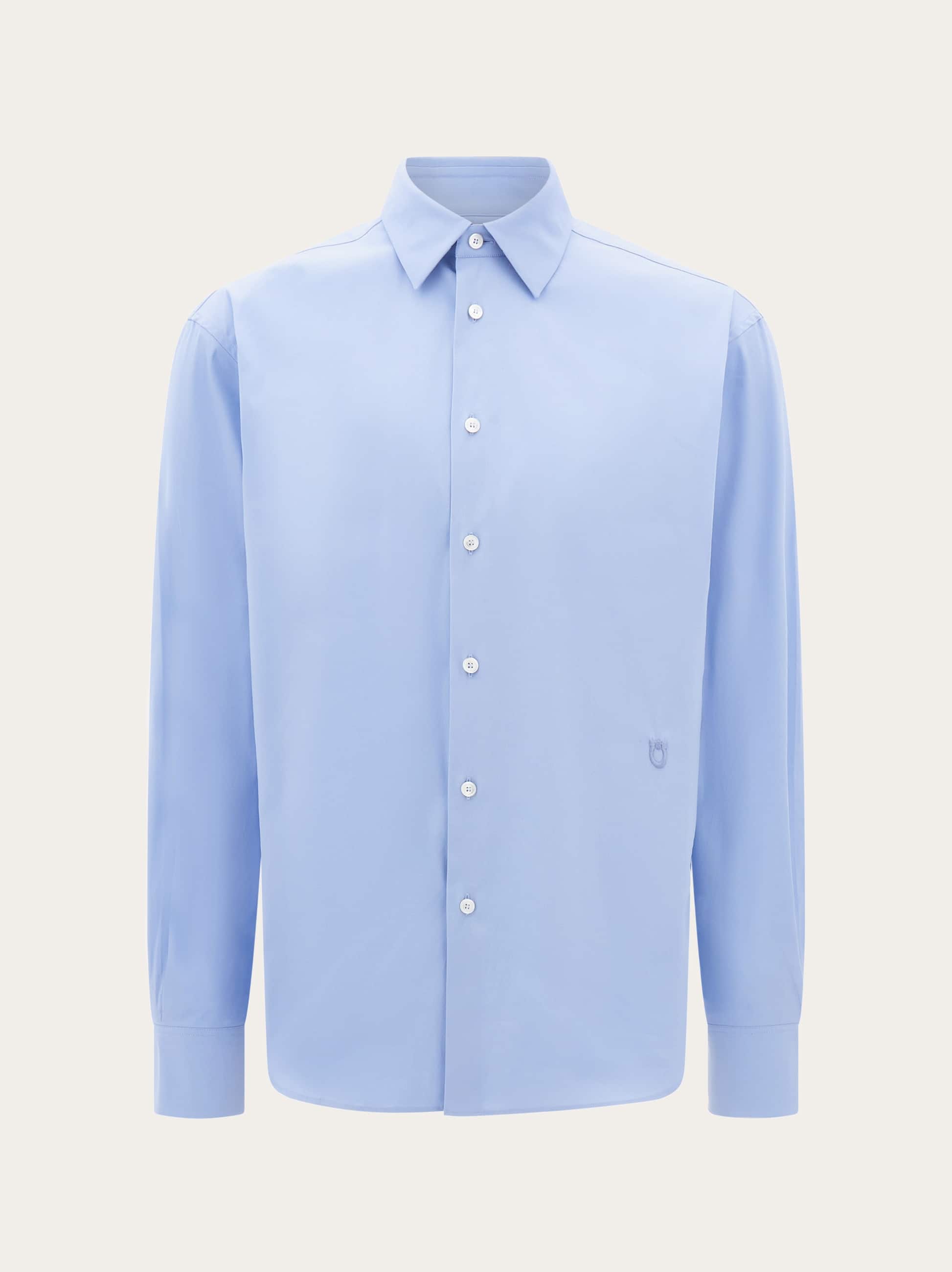 Ferragamo Uomo Camicia con micro stampa Blu