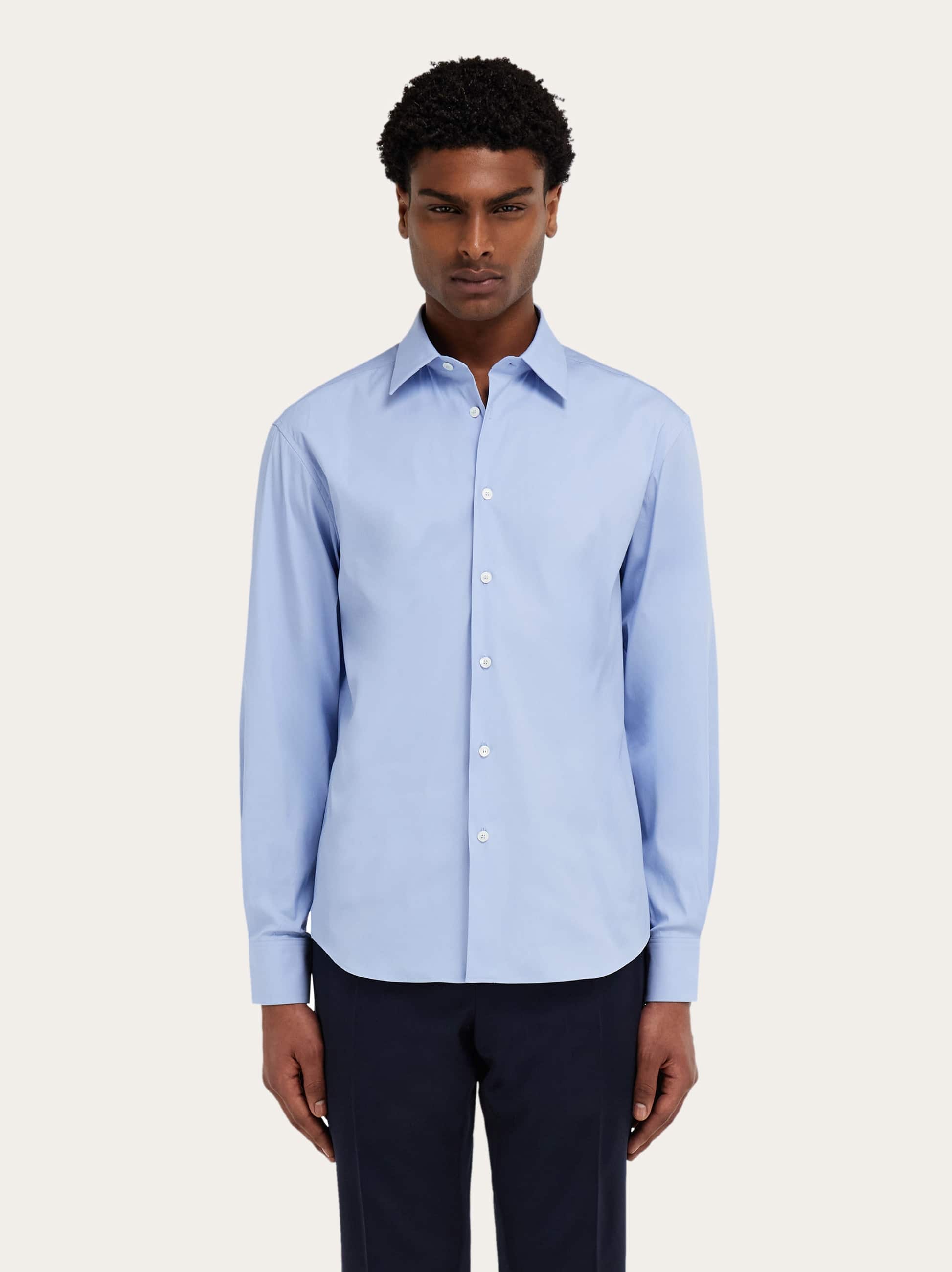  Ferragamo Herren Hemd Mit Mikroprint Blau 