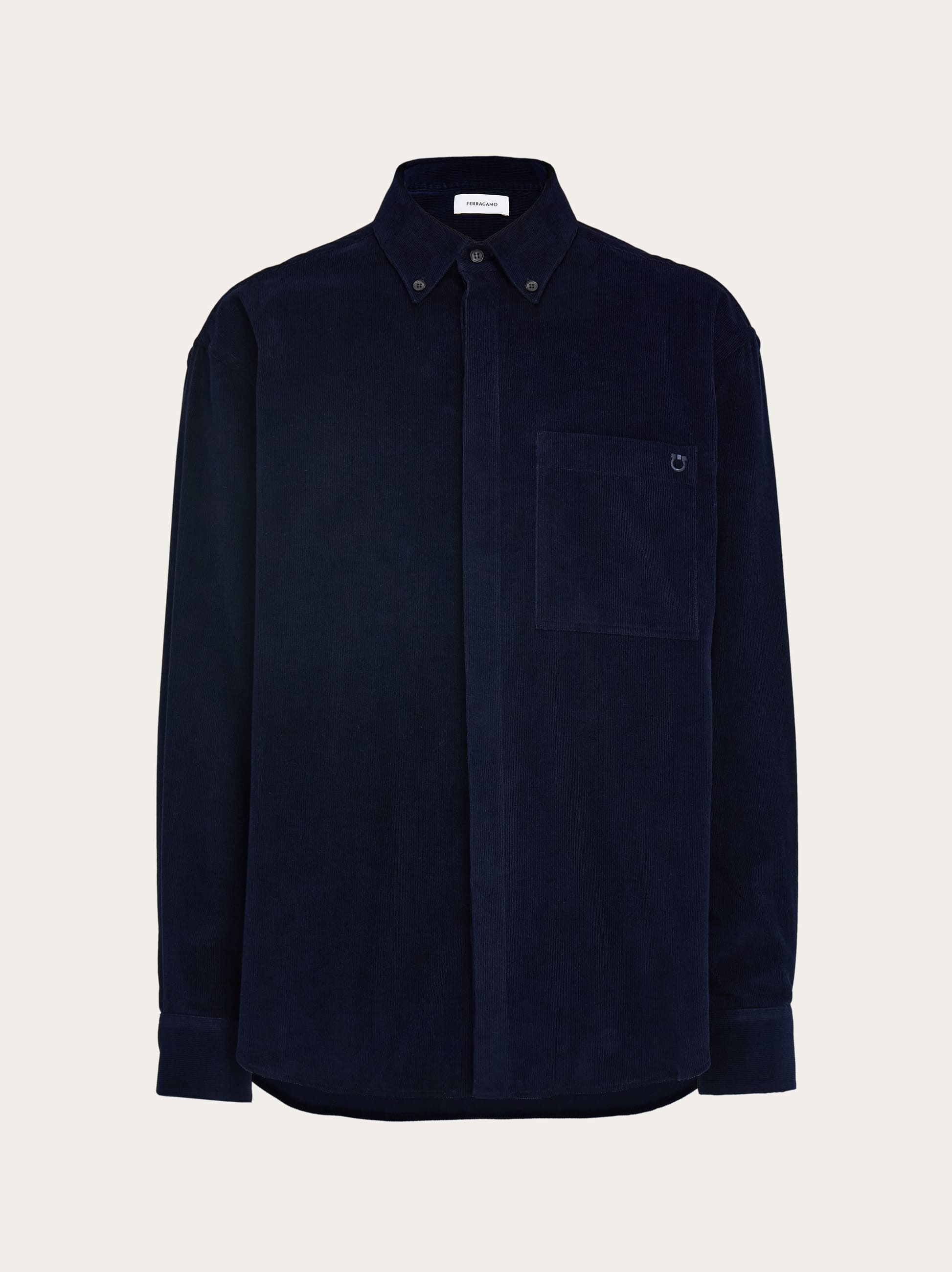 Ferragamo Uomo Camicia in velluto Blu