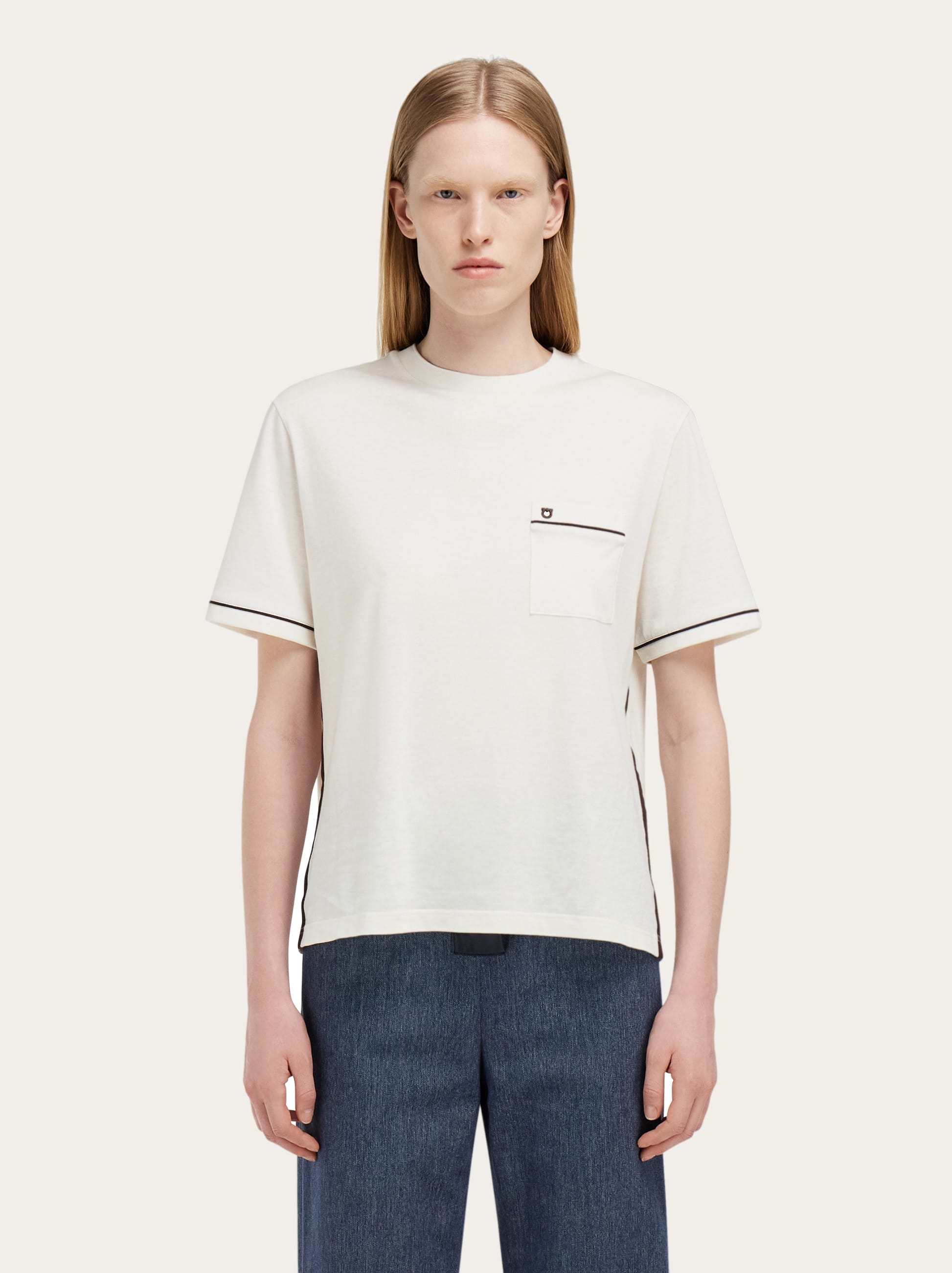  Ferragamo Damen Gancini T-shirt Weiß 