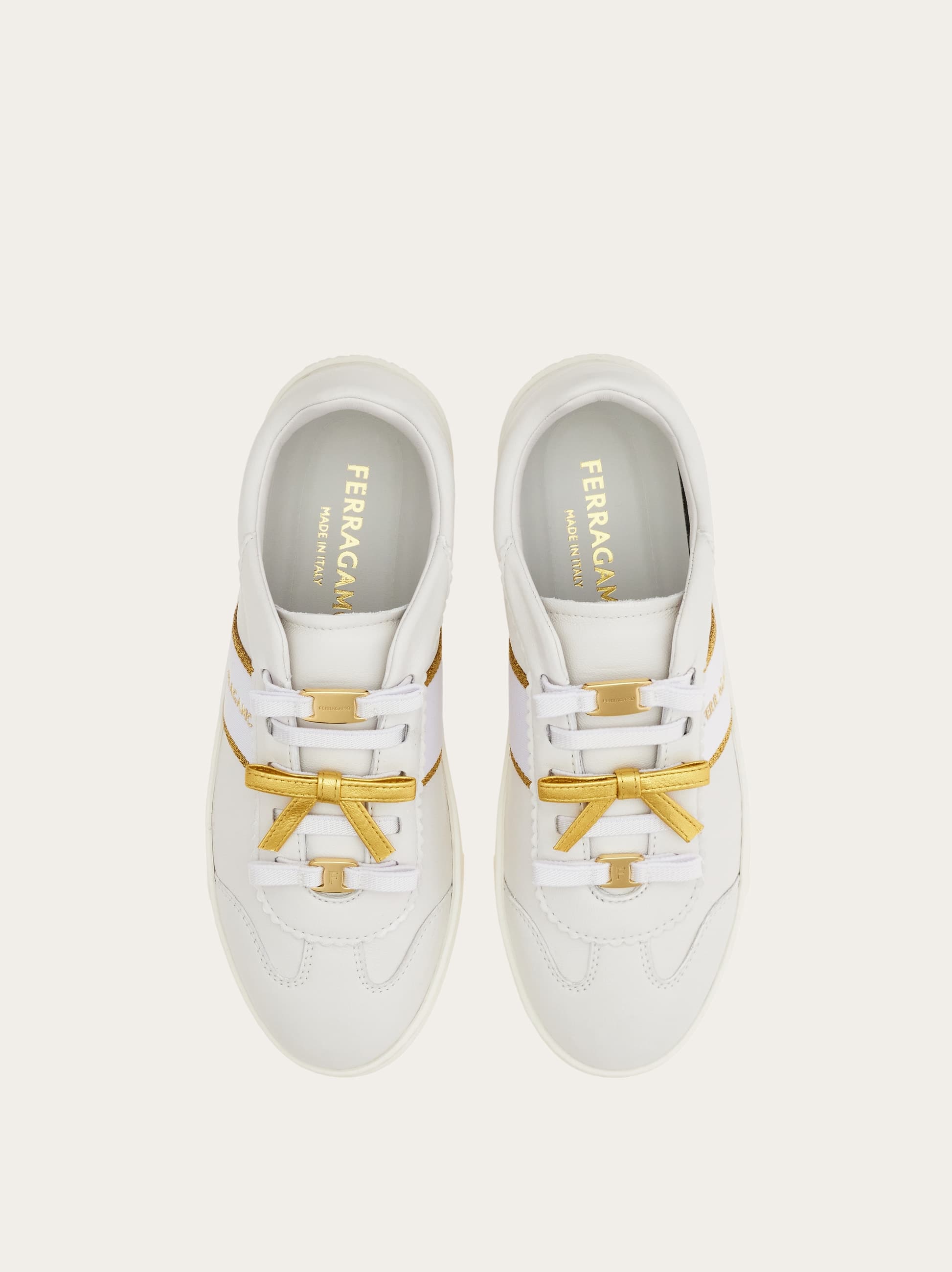  Ferragamo Damen Sneaker Mit Mini Bow Weiß Größe 36 